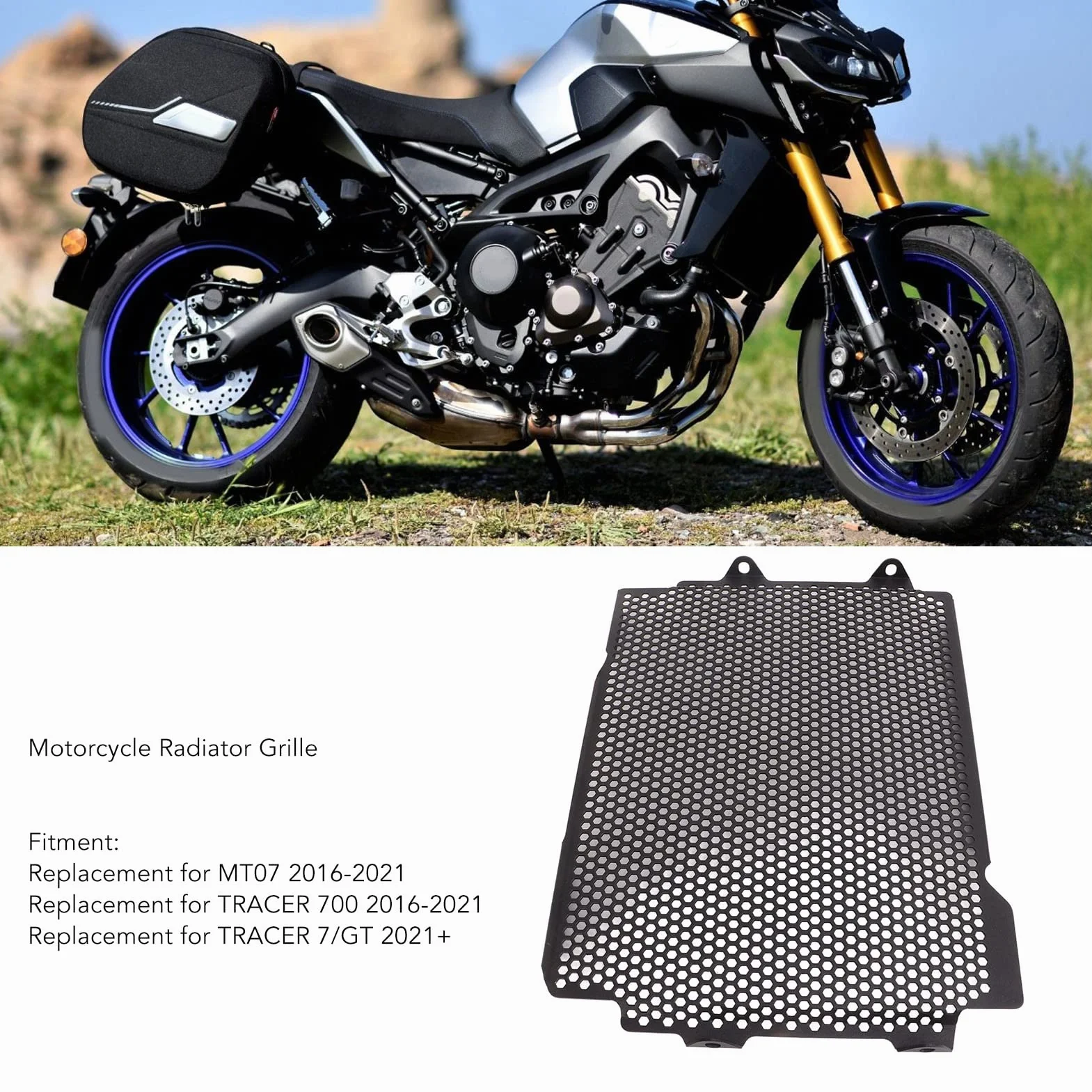 Aramox Grill Chłodnicy Motocykla ze Stali Nierdzewnej, Kratka Ochronna Zamiennik dla MT07 700