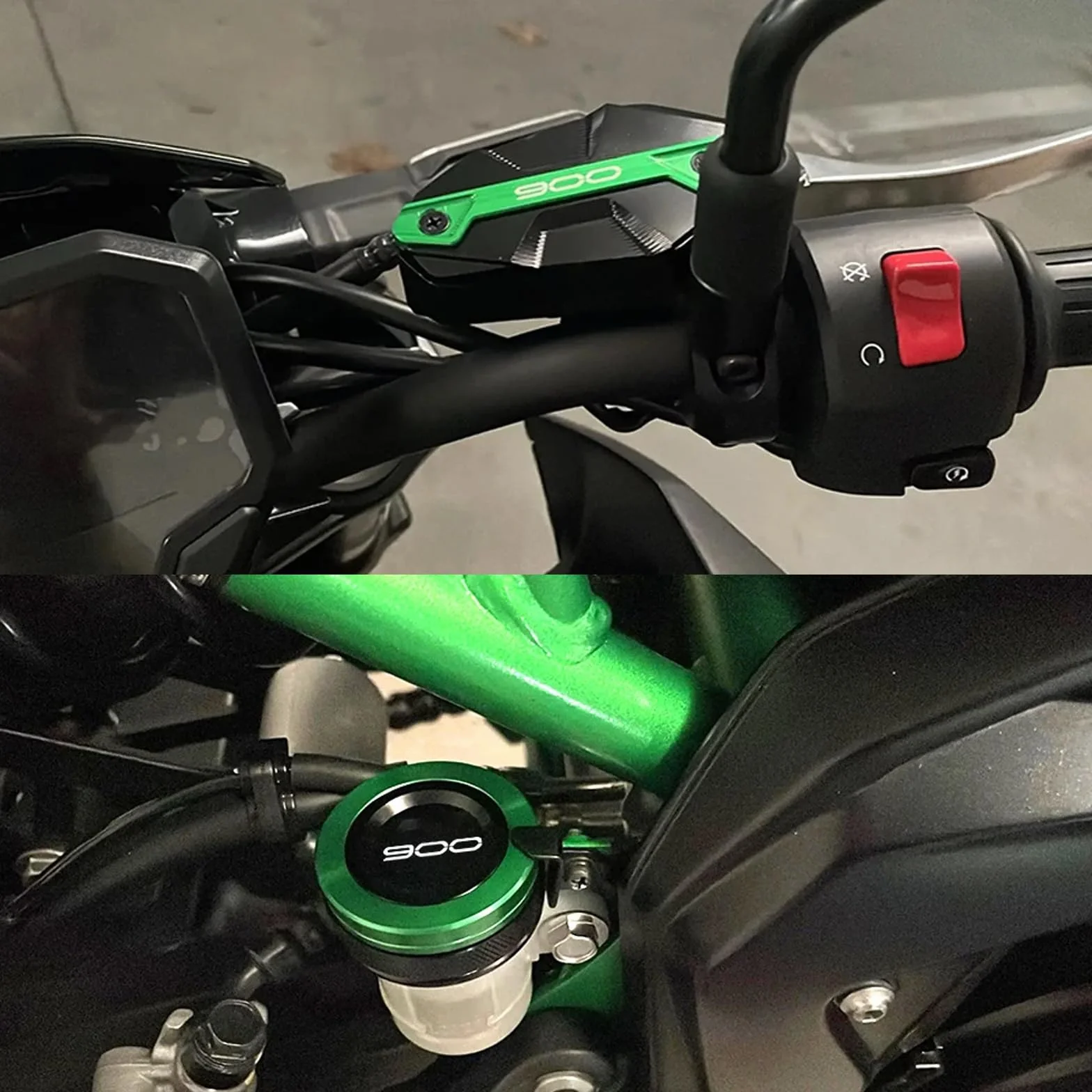 Kawasaki Z900 2017-2024 przednia tylna pokrywa zbiornika płynu hamulcowego zielona
