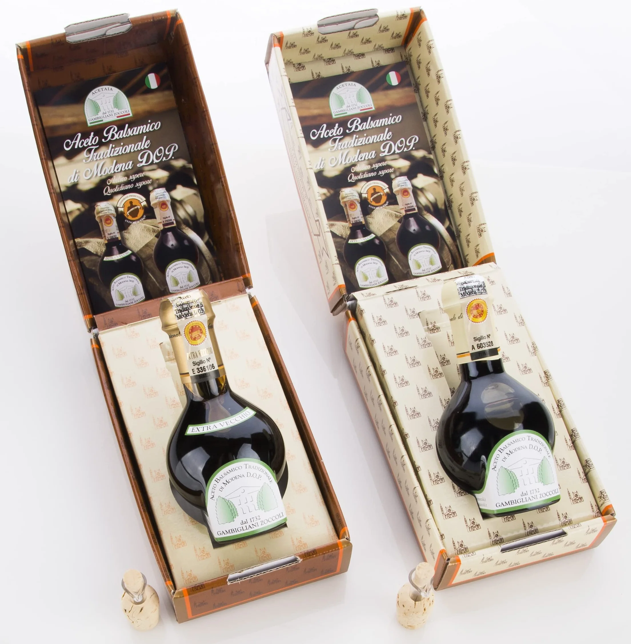 Acetaia Gambigliani Zoccoli - Duet tradycyjnego octu balsamicznego z Modeny D.O.P. 2 butelki po 100 ml ABTM minimum 12 i powyżej 25 lat starzenia