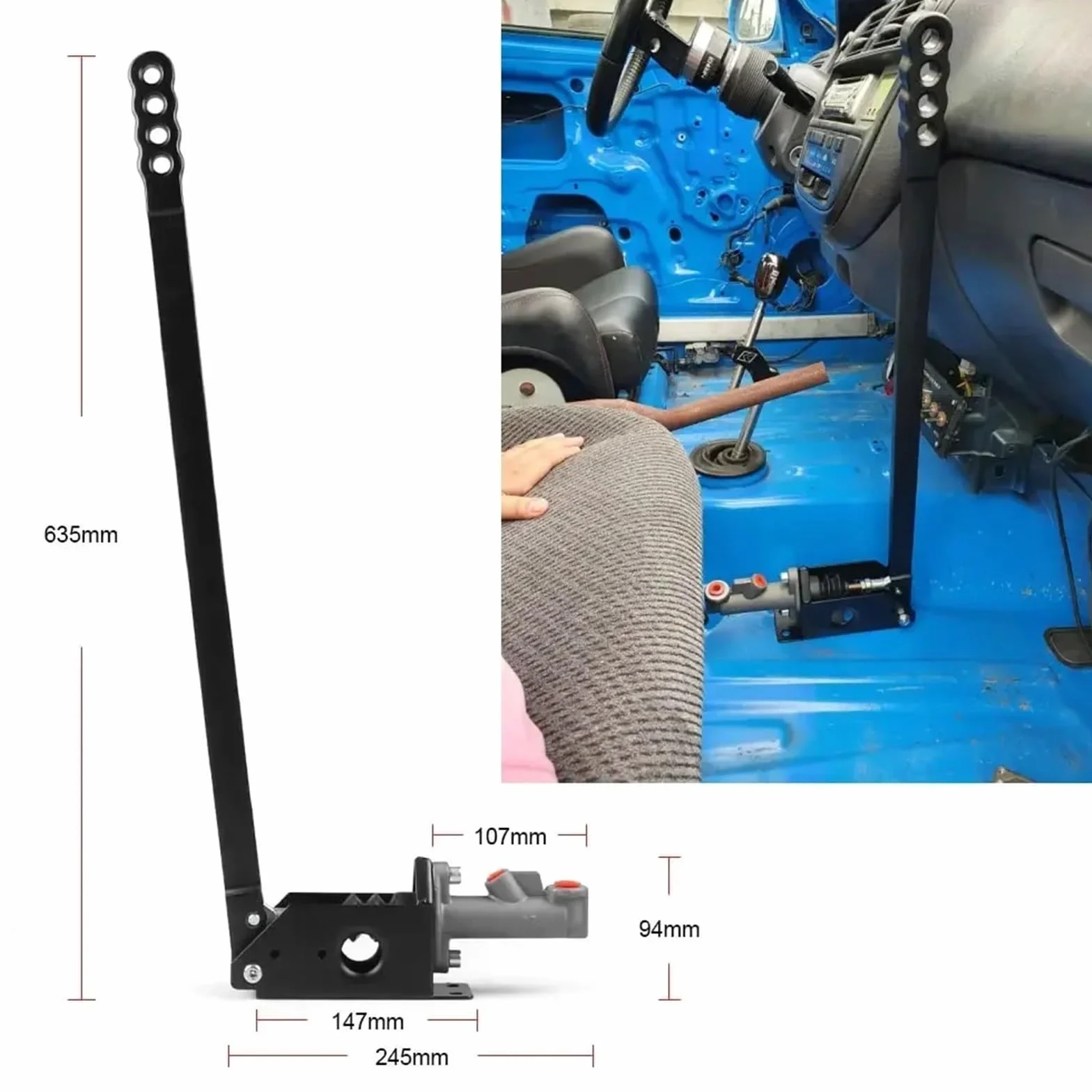 płyta do hamulca ręcznego Dźwignia hamulca ręcznego Drift E Brake Aluminium 63 cm Uniwersalny długi hamulec ręczny do samochodu Honda(Red)