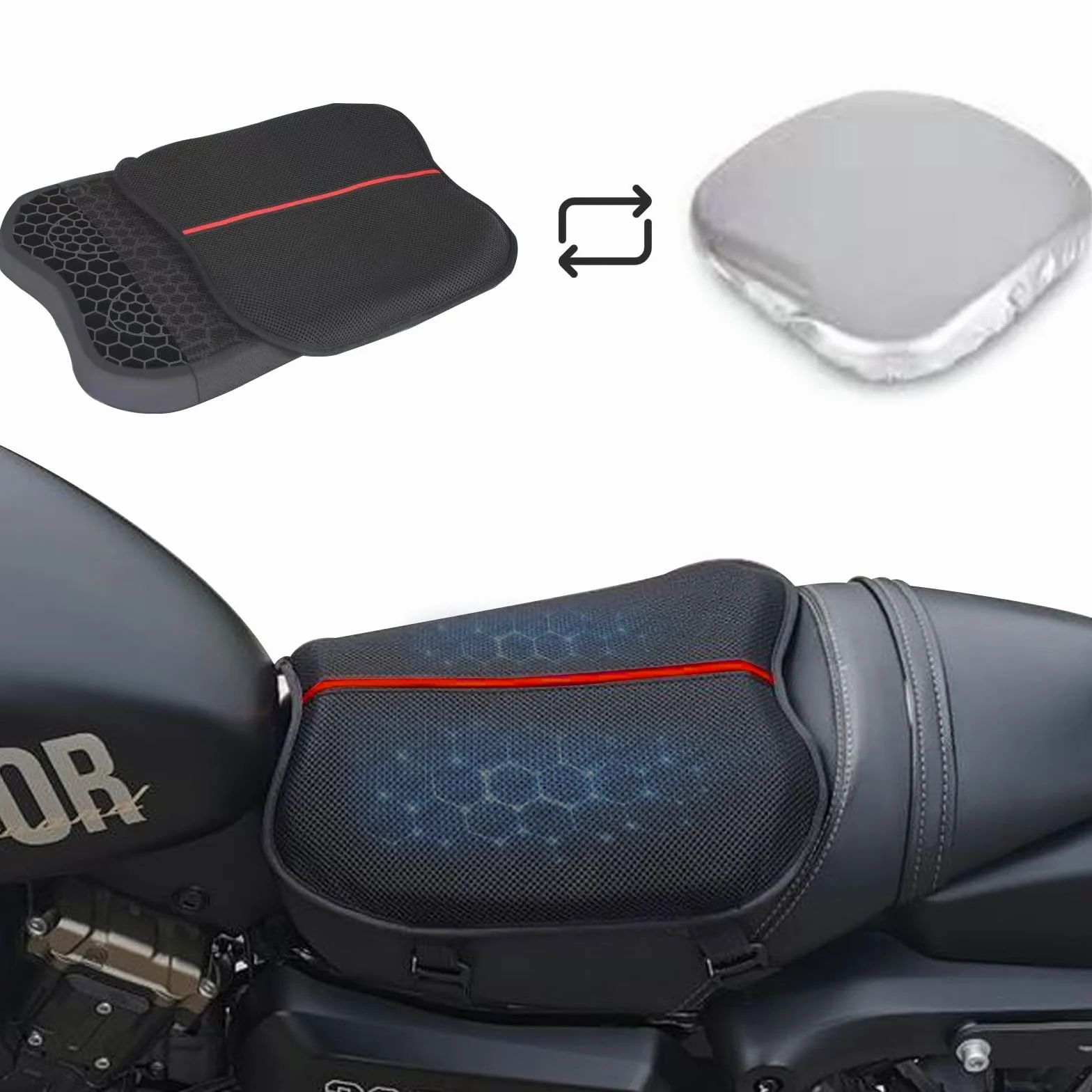 Poduszka na siedzenie motocyklowe żelowa podkładka ochrona słońca deszczu