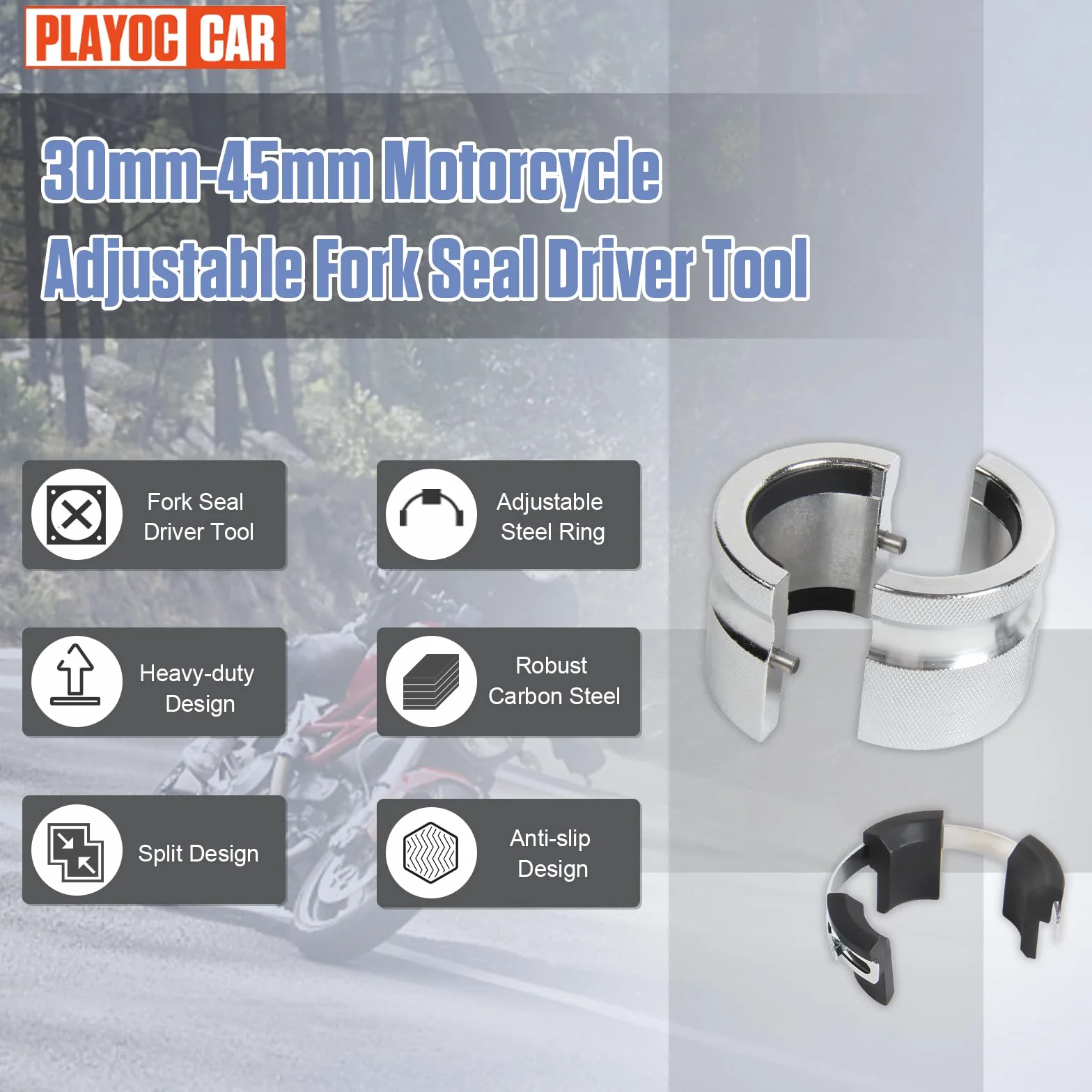 PLAYOCCAR Fork Seal Driver 30MM-45MM, regulowane narzędzie do instalacji motocykla