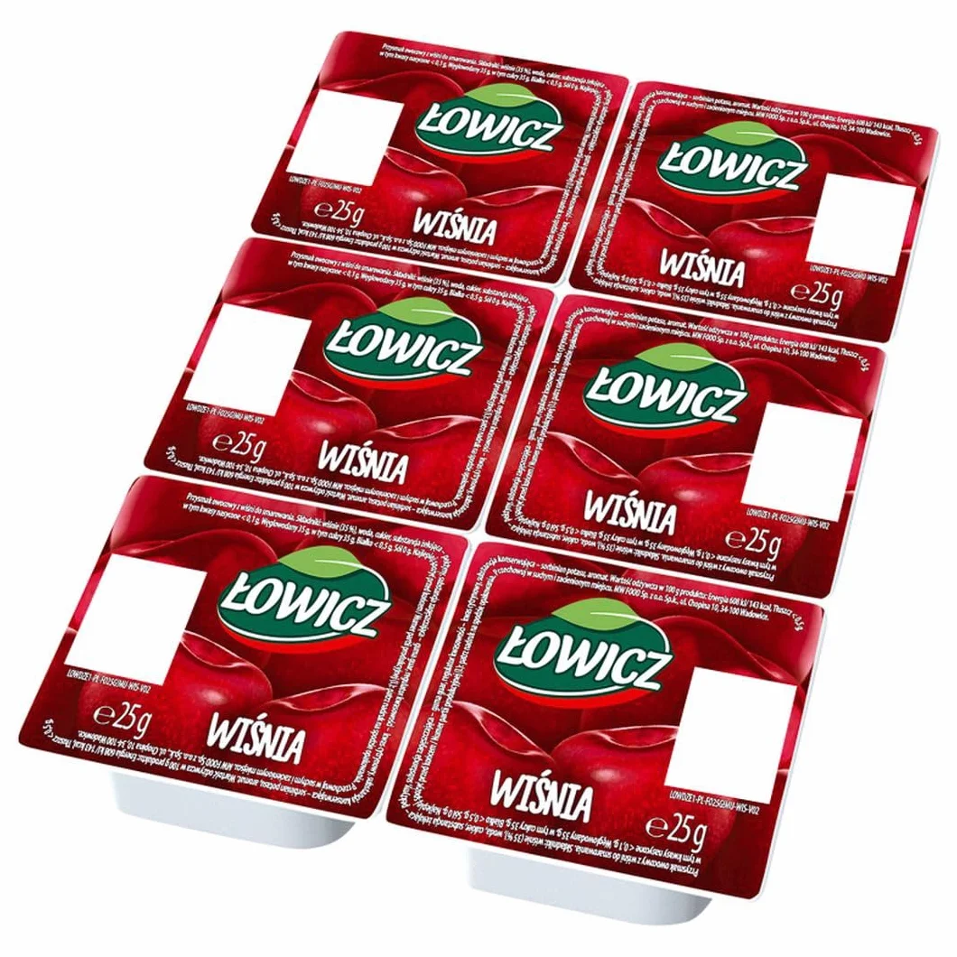 Łowicz Produkt owocowy WIŚNIA dżem mini 6 x 25 g