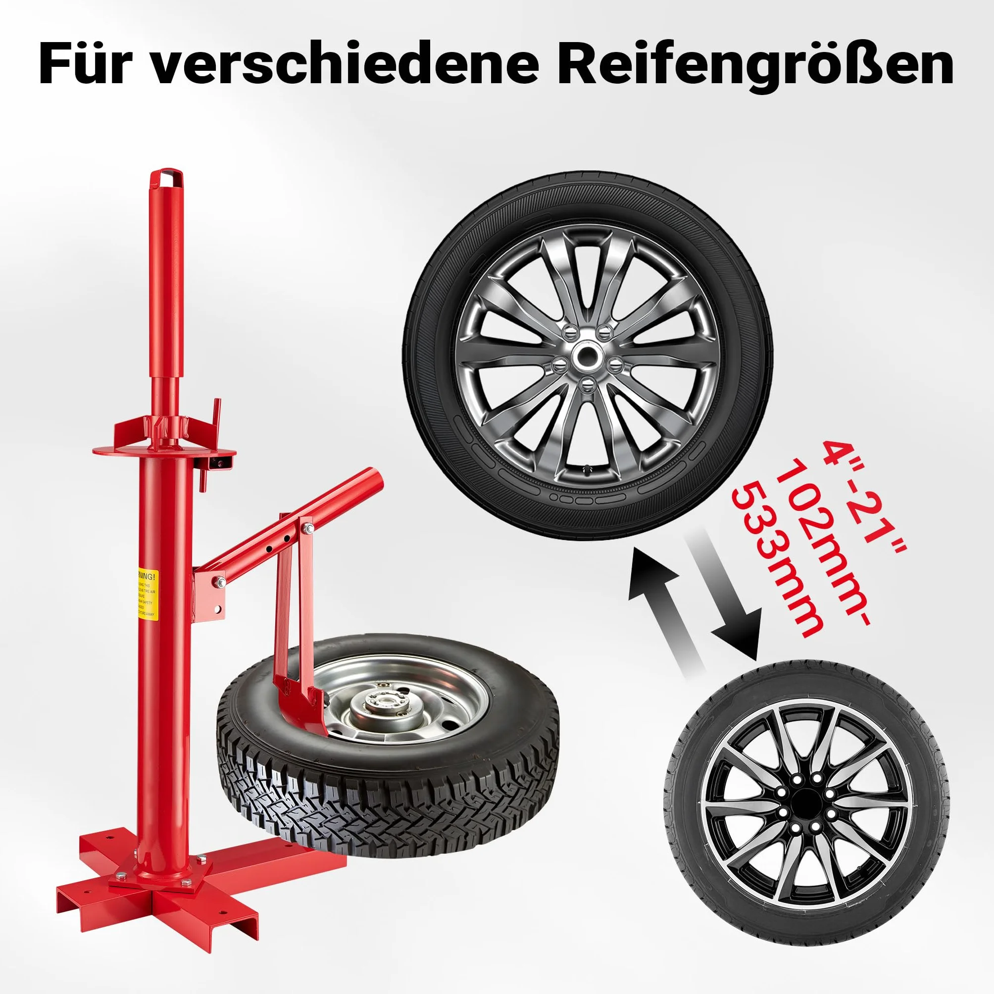 Wiltec Montażownica do opon 4"-21″ od osi Ø 51 mm, uniwersalne urządzenie ze stali do ręcznego montażu i demontażu opon