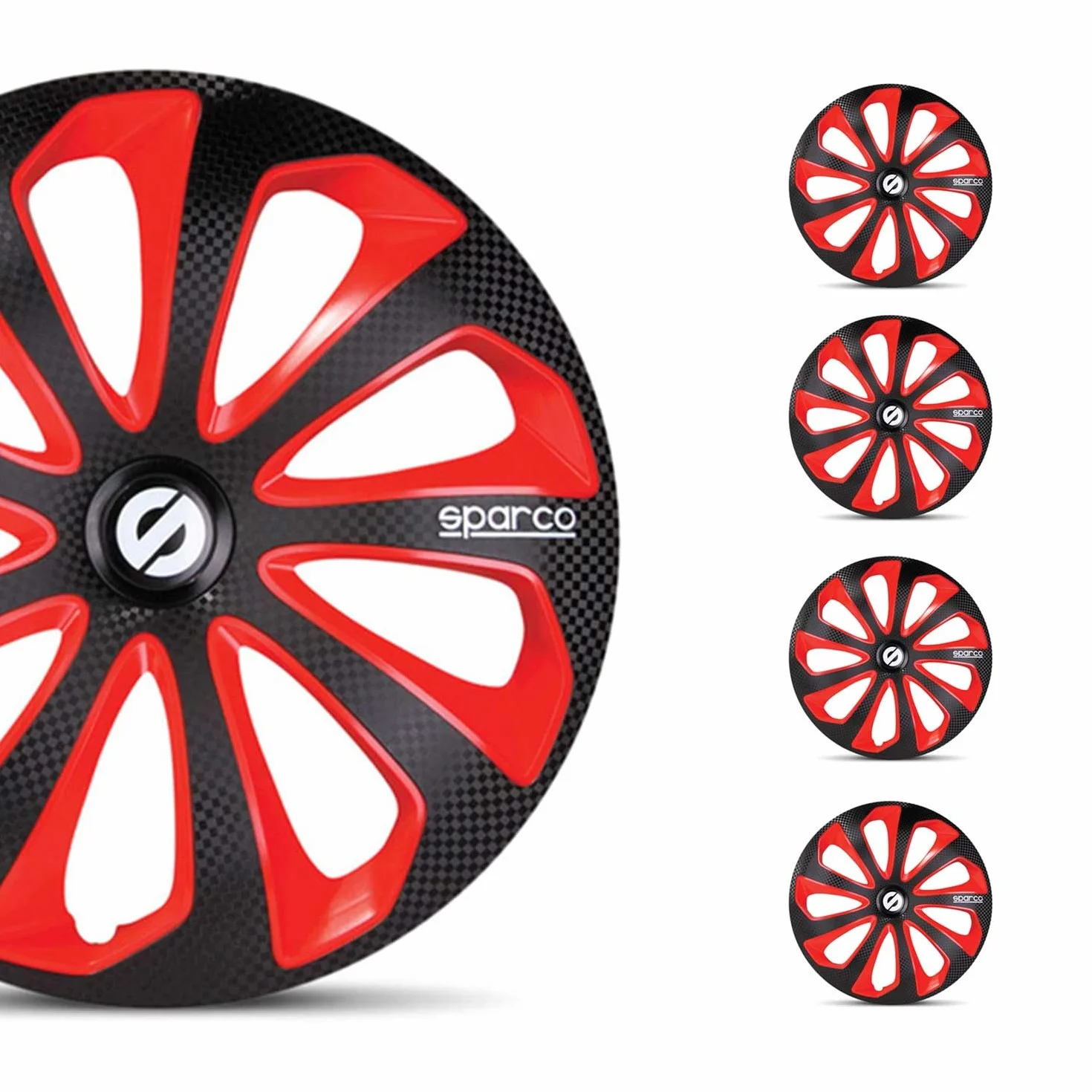 Sparco SP 1575BKRDC zestaw pokrowców na koła sycylia 15 cali czarny/czerwony/węglowy