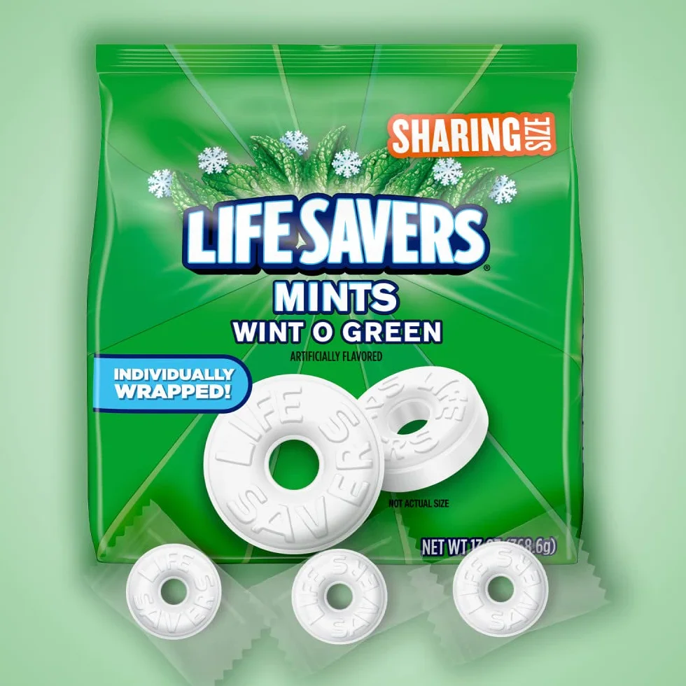 LIFE SAVERS Wint-O-Green Breath Mints Hard Candy, 13 oz Bag