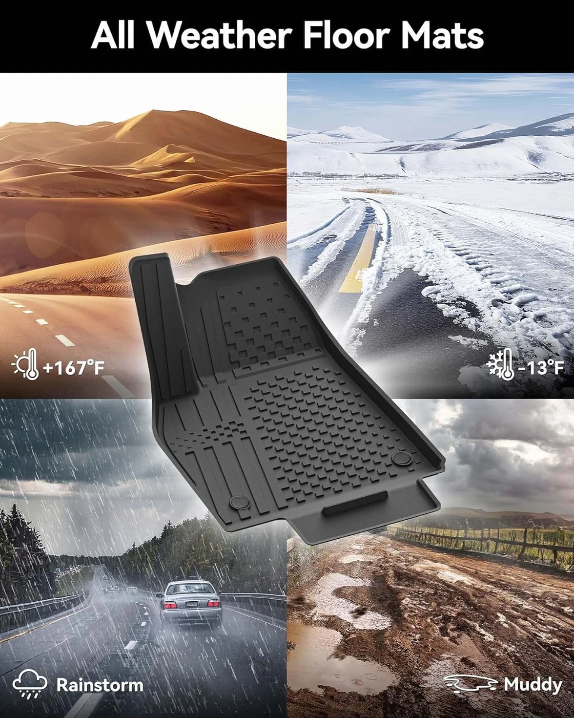 3W Dywaniki Samochodowe i Mata Bagażnika do Tesla Model Y Juniper 2025-2026 (Standard/Premium/Performance), Wodoodporne Dywaniki TPE Całoroczne, Przyjazne dla Psów i Zwierząt, Antypoślizgowe Korytkowe