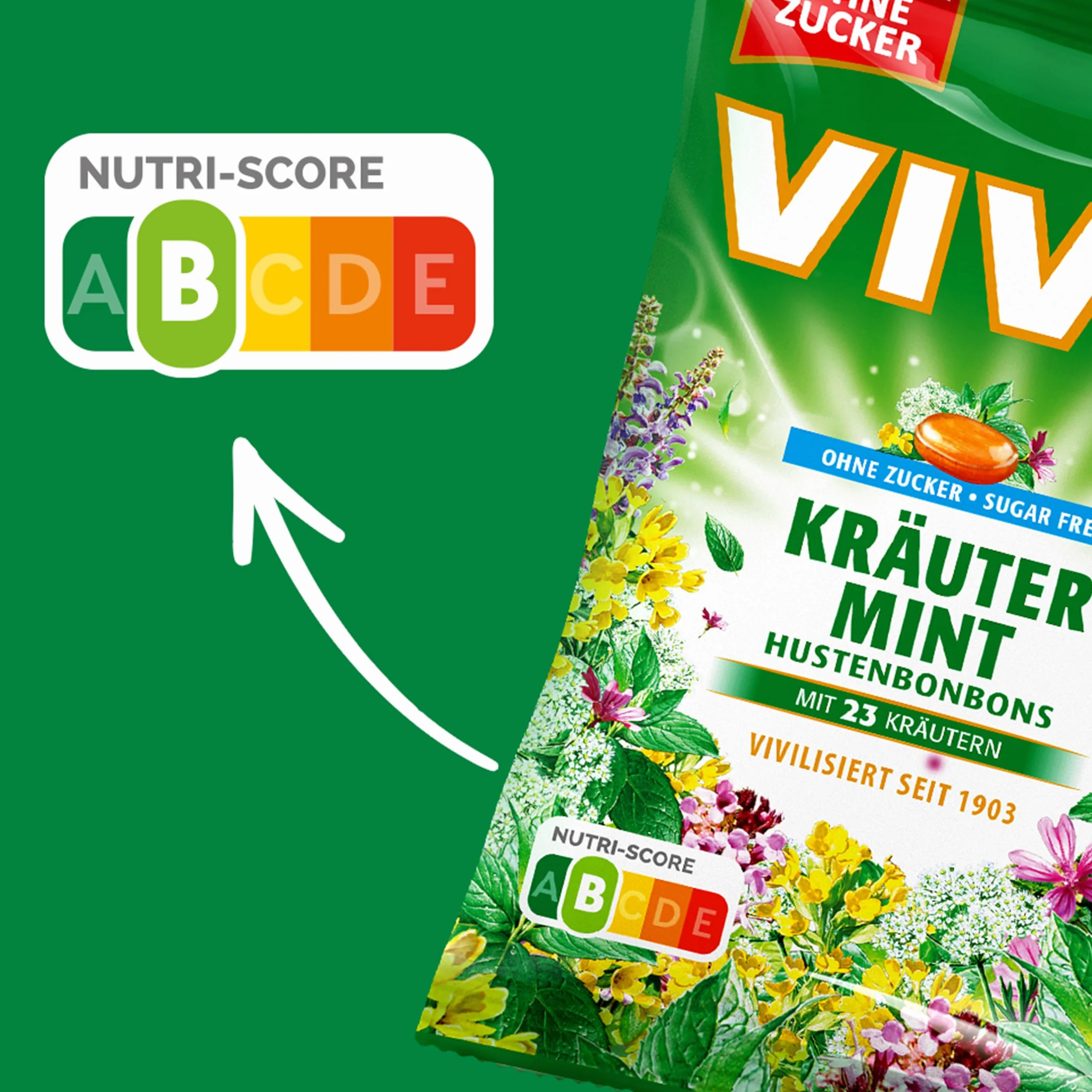 VIVIL Mięta ziołowa z 23 ziołami cukierki na kaszel bez cukru wegańskie 120 g