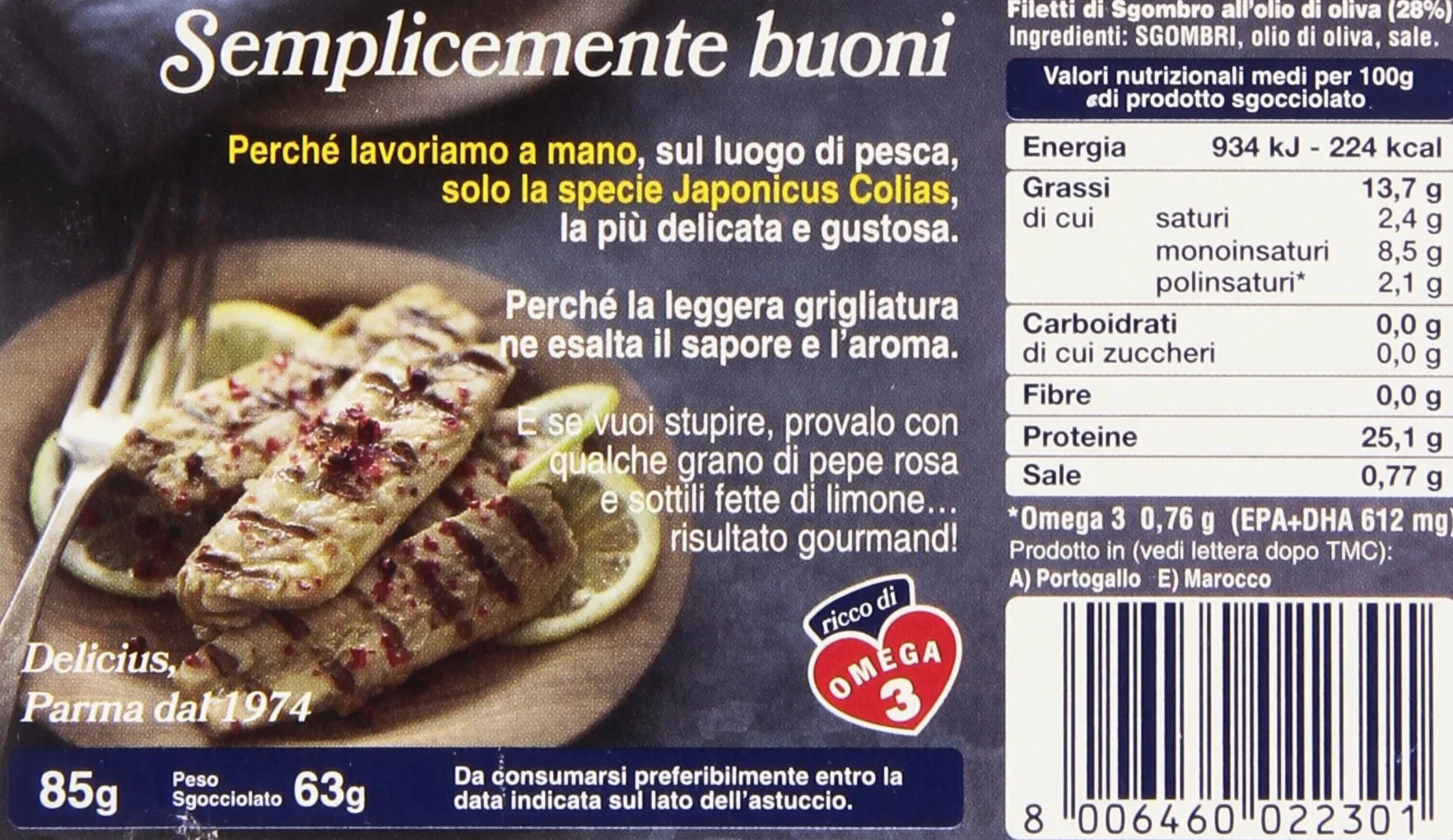 makrela grillowana DELICIUS SGOMBRO GRIGLIATO w oliwie włoska