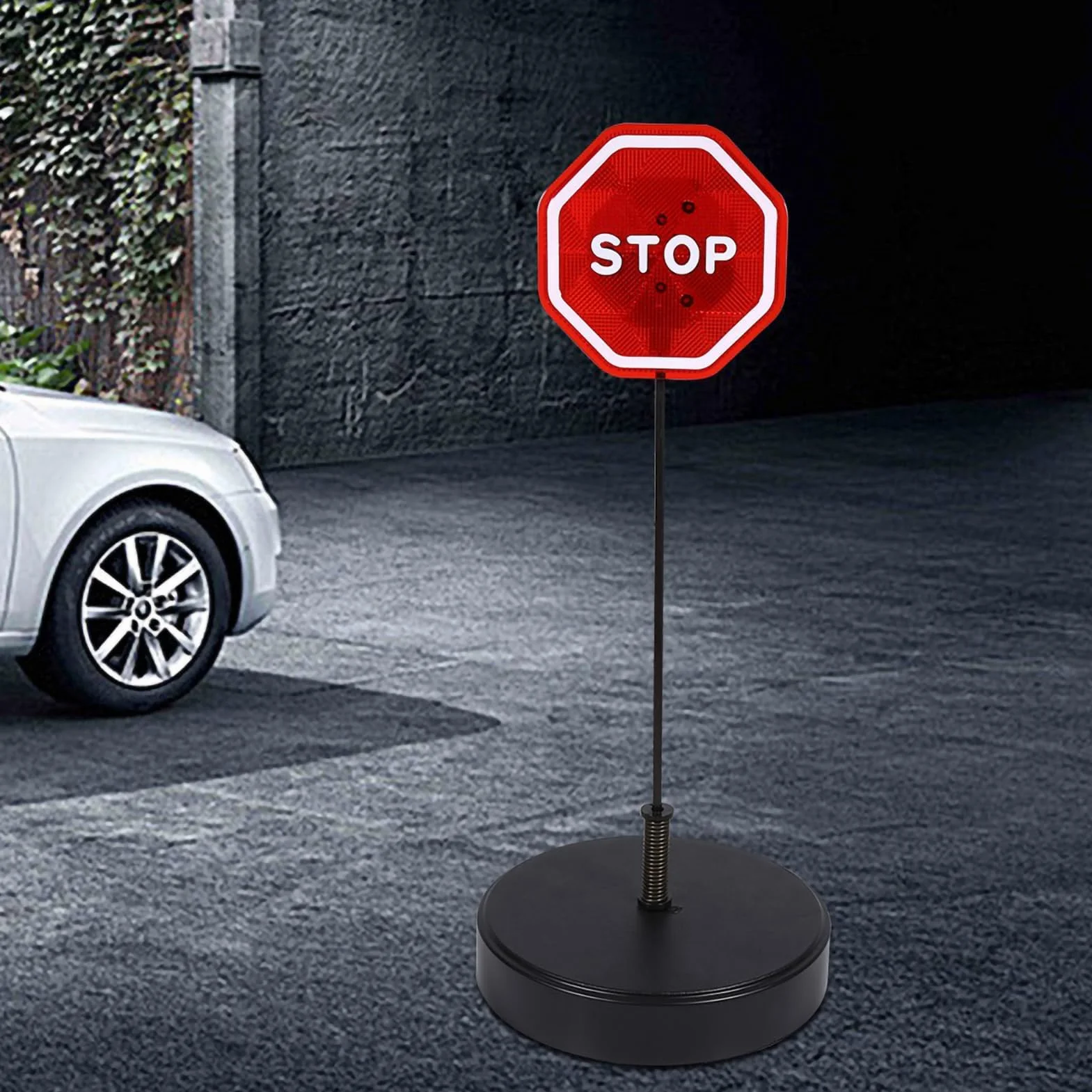 Czujnik Zatrzymania Parkingów LED, Migający Czujnik Zatrzymania LED z Regulowanym Stojakiem Park Park Assistant Stop Sign Parking Pomoc dla Garażów Pojazdem do Tyłu