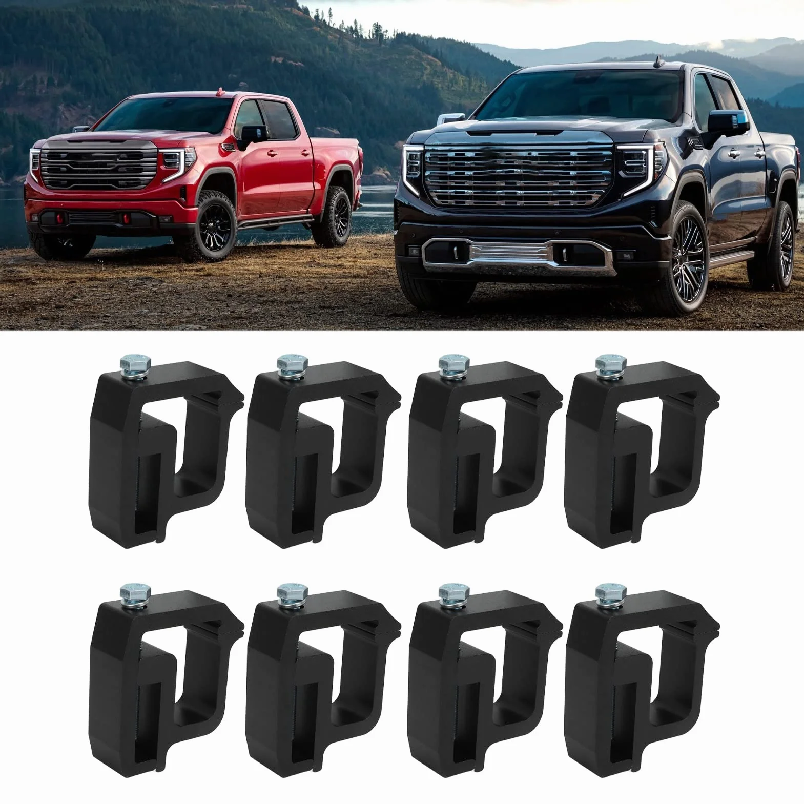 Aramox Zestaw 8 Klipsów do Montażu na Ciężarówce Szyberdach/cabrio/hardtop do Silverado/Sierra 1500, 2500, 3500 Czarny (Czarny)