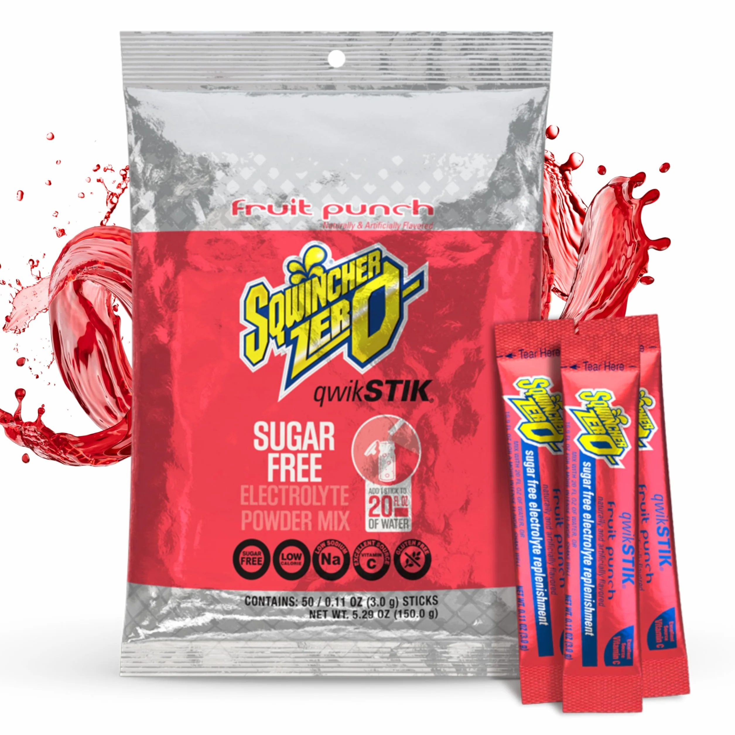 Sqwincher Zero Qwik Stik - Sugar Free Electrolyte Powdered Beverage Mix 060102-FP 060102-FP (opakowanie 50)