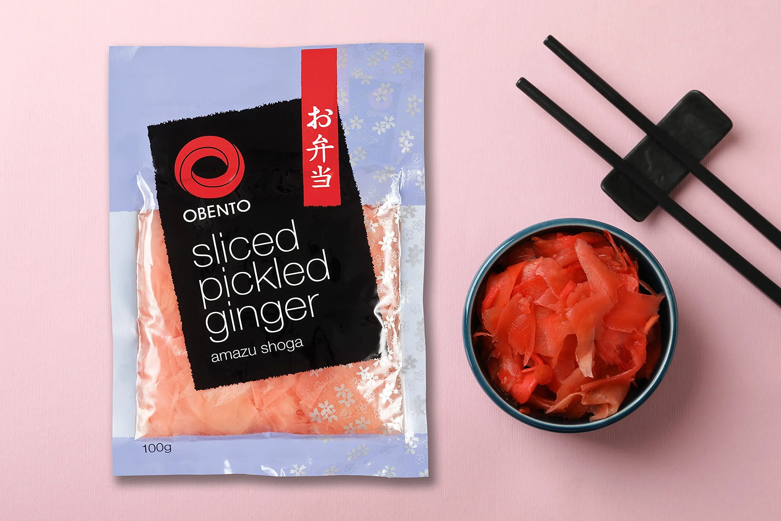 Obento Sliced Pickled Ginger Pink (marynowany imbir różowy w plasterkach), 100 g