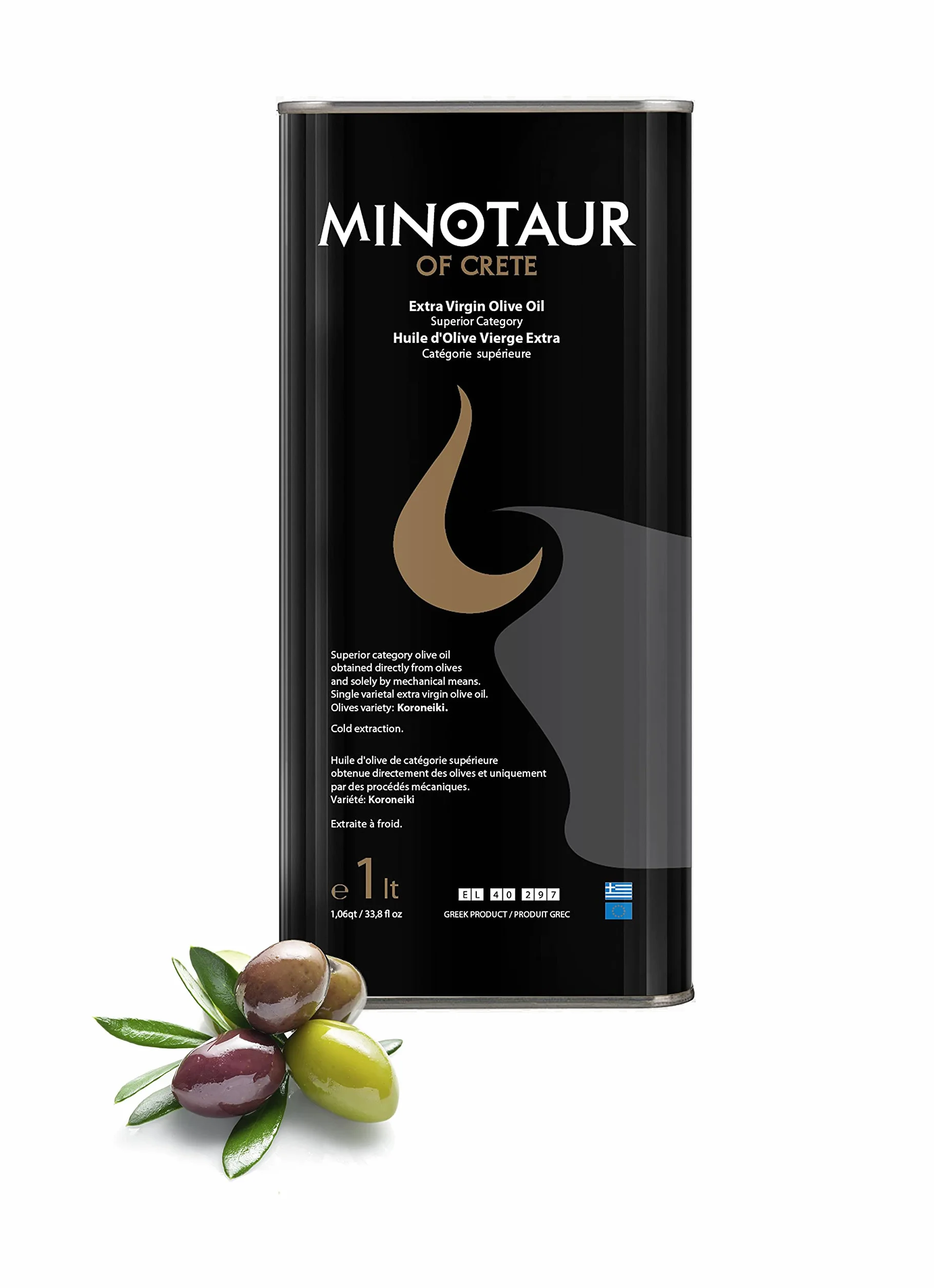 Minotaur z Krety | Oliwa z oliwek extra virgin premium z Krety | Tłoczona na zimno | 4 x 1 litr (4l)