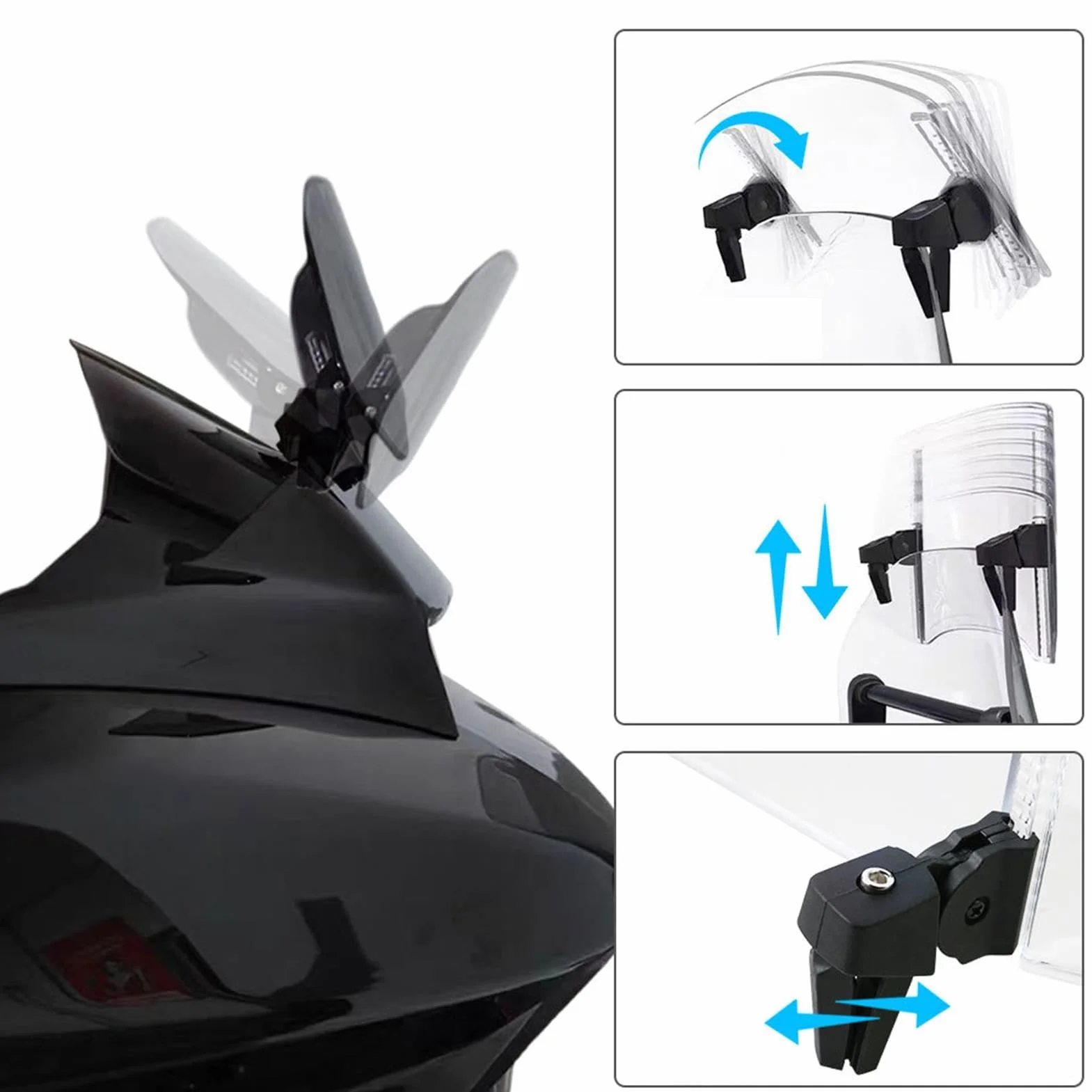 Deflektor wiatrowy do motocykla regulowany klips przedłużenie spojlera nakładka