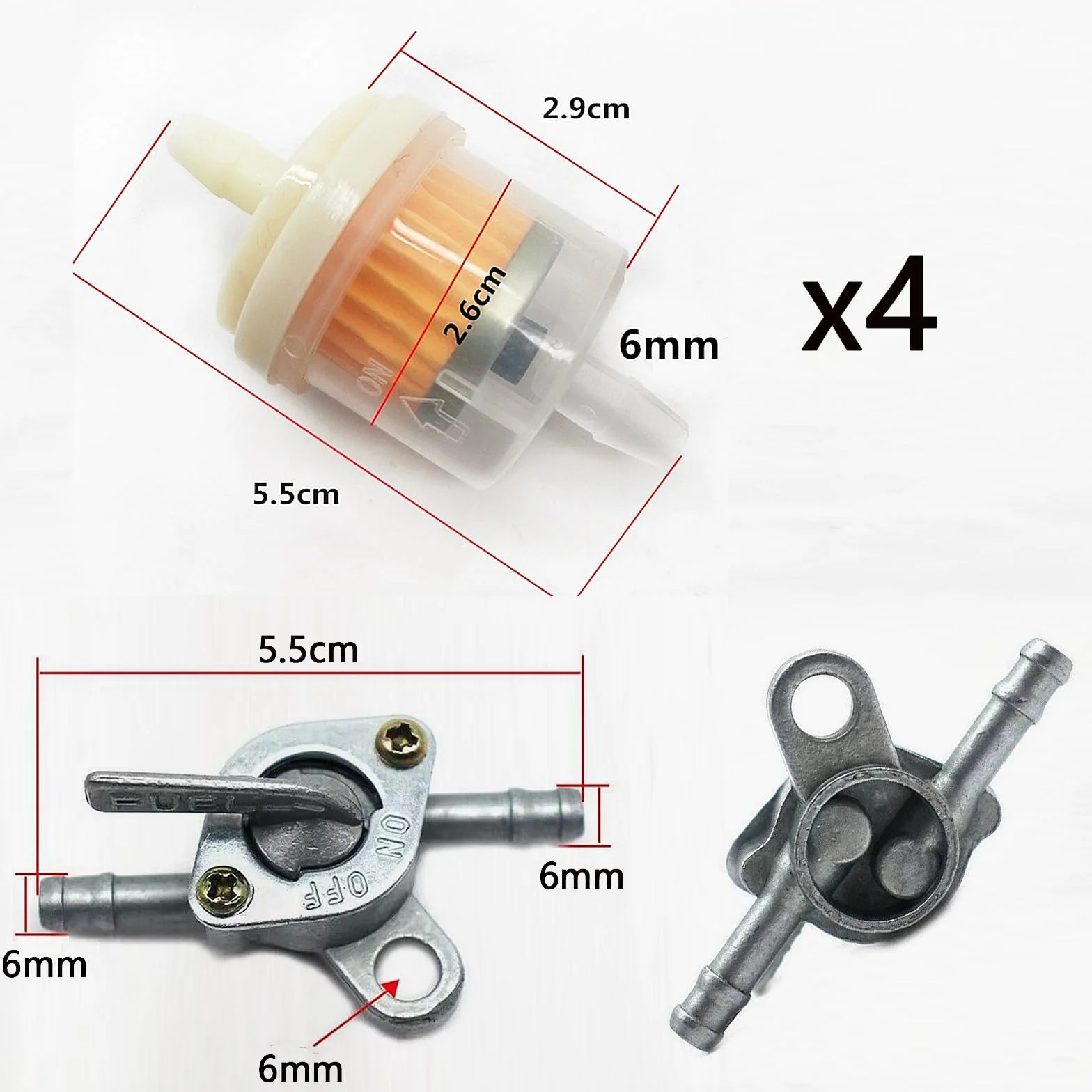 Wąż do paliwa, filtr benzynowy do motocykla, motoroweru, zestaw zawiera 3 sztuki 15 cm przewód paliwowy 5 mm + 4 filtry benzynowe 5 mm + 10 sztuk obejm do węża do samochodu, motocykla, skutera,