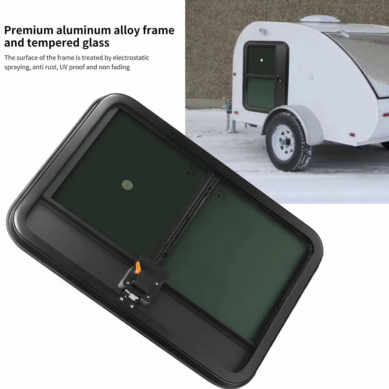 Drzwi RV, 27.16x37.4in Pełne uszczelnienie drzwi do przyczepy kempingowej z siatką przeciw owadom Bezpieczny zamek, Teardrop Door Caravan Door Trailer Entrance Door, Rounded