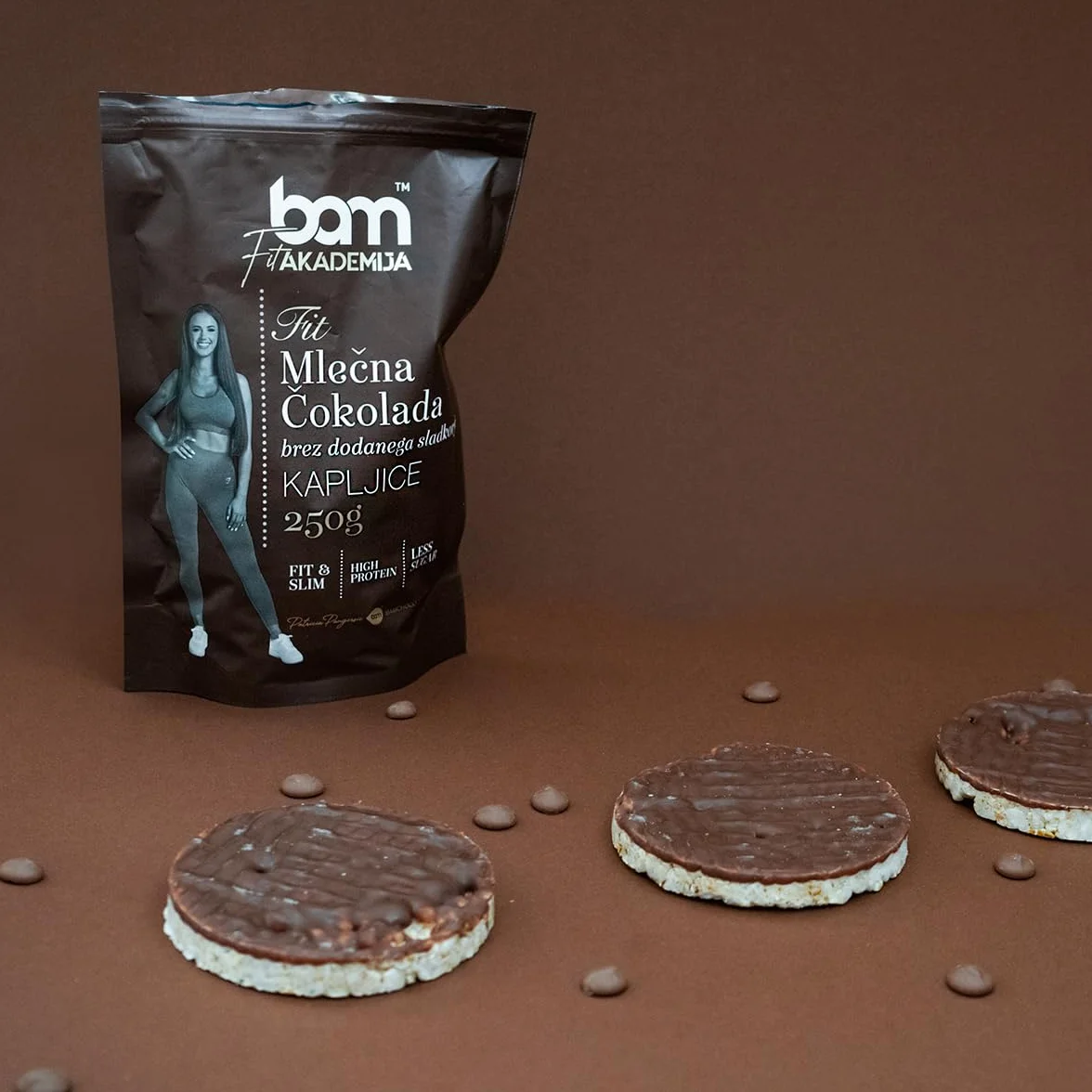 BAM Mleczne dropsy czekoladowe, bez dodatku cukru, kalorie, wiórki do topienia, do domowego i profesjonalnego pieczenia, 250 g