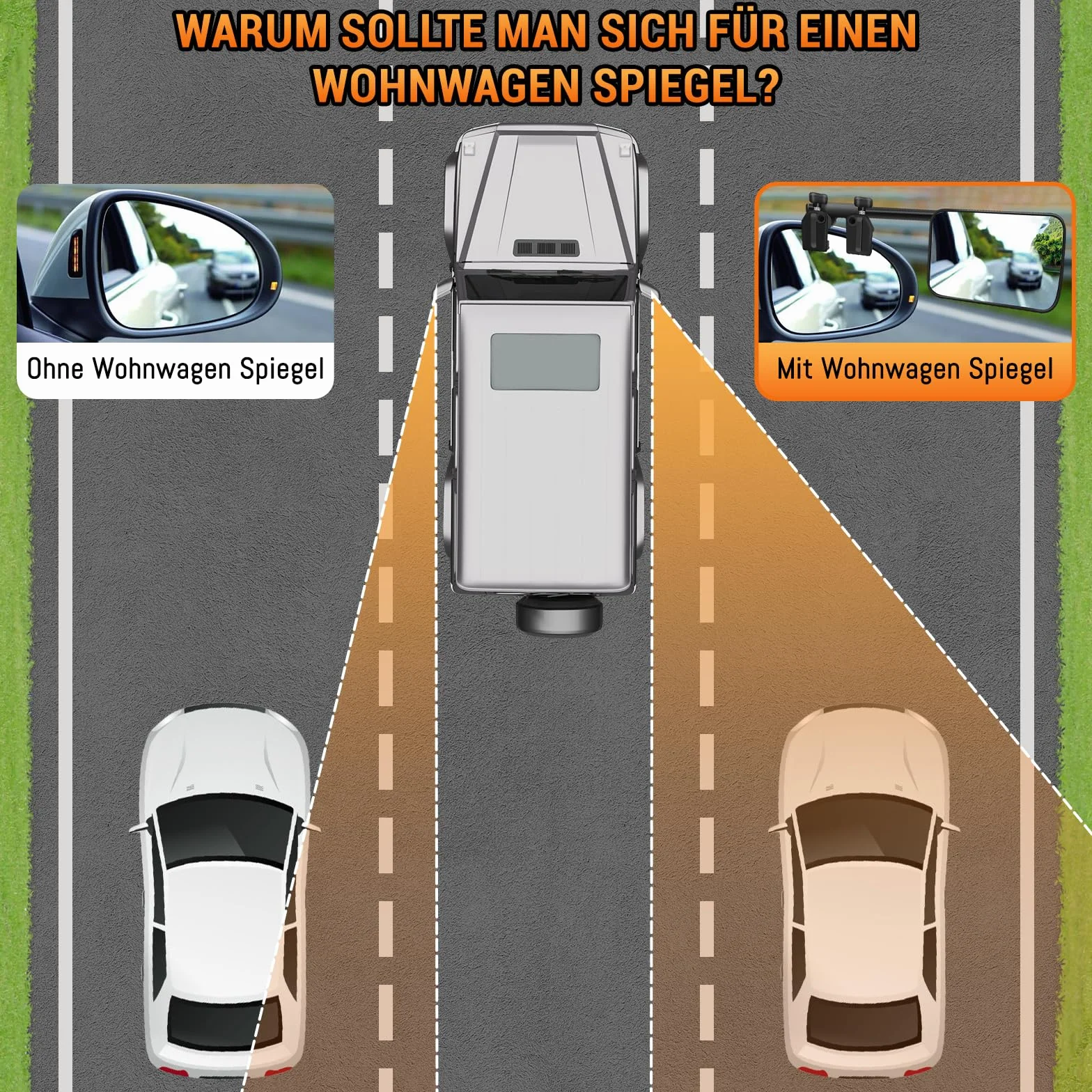 semai Lusterko do przyczep kempingowych Lusterko samochodowe Dodatkowe lusterko zewnętrzne Lusterko zewnętrzne do przyczep kempingowych 360° Regulowane Lusterko do samochodów kempingowych i
