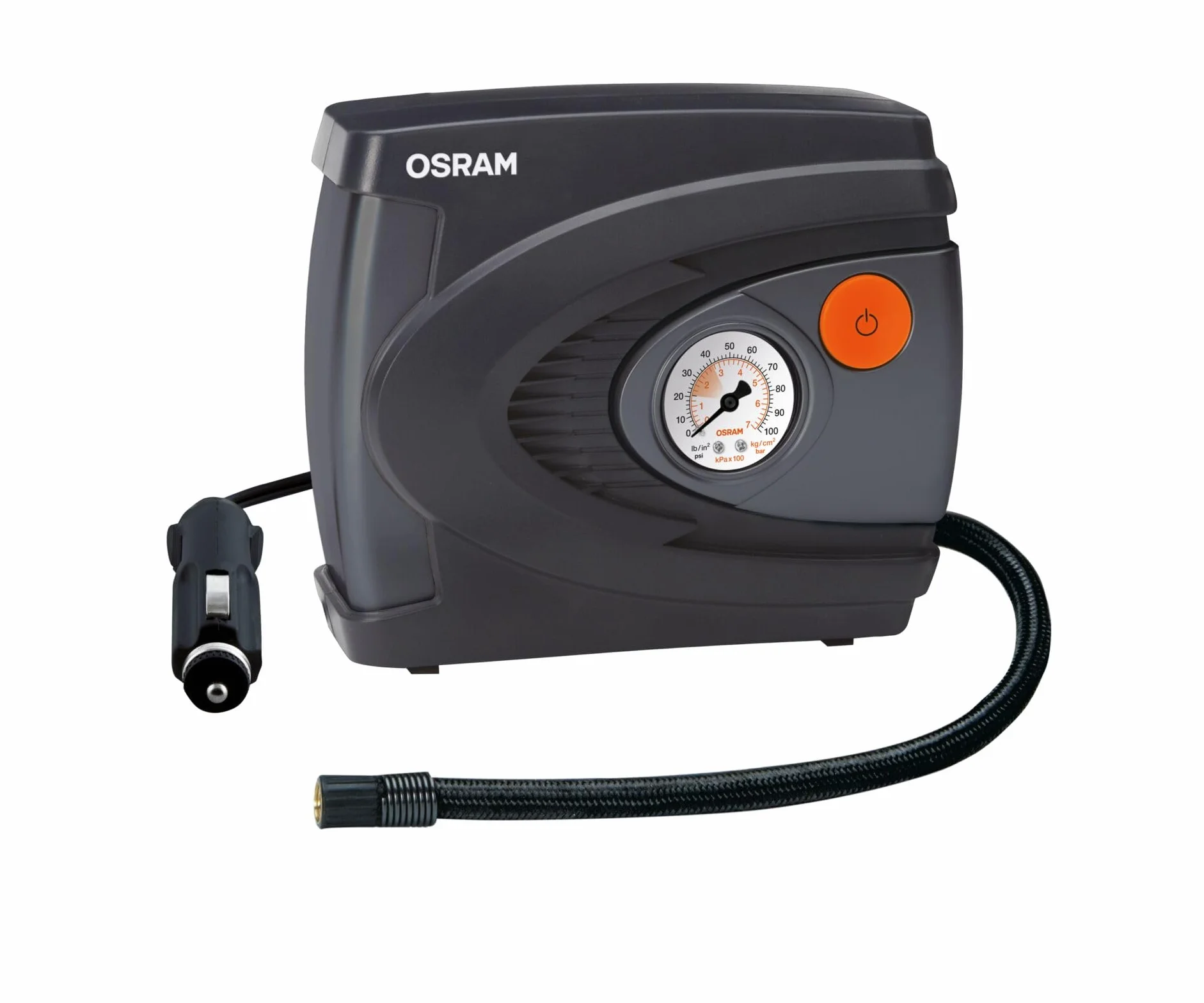 OSRAM Rapid Air Essential, kompaktowa analogowa pompka do opon, pompuje oponę w 4,5 minuty, OTI610, zasilana z gniazda samochodowego 12 V