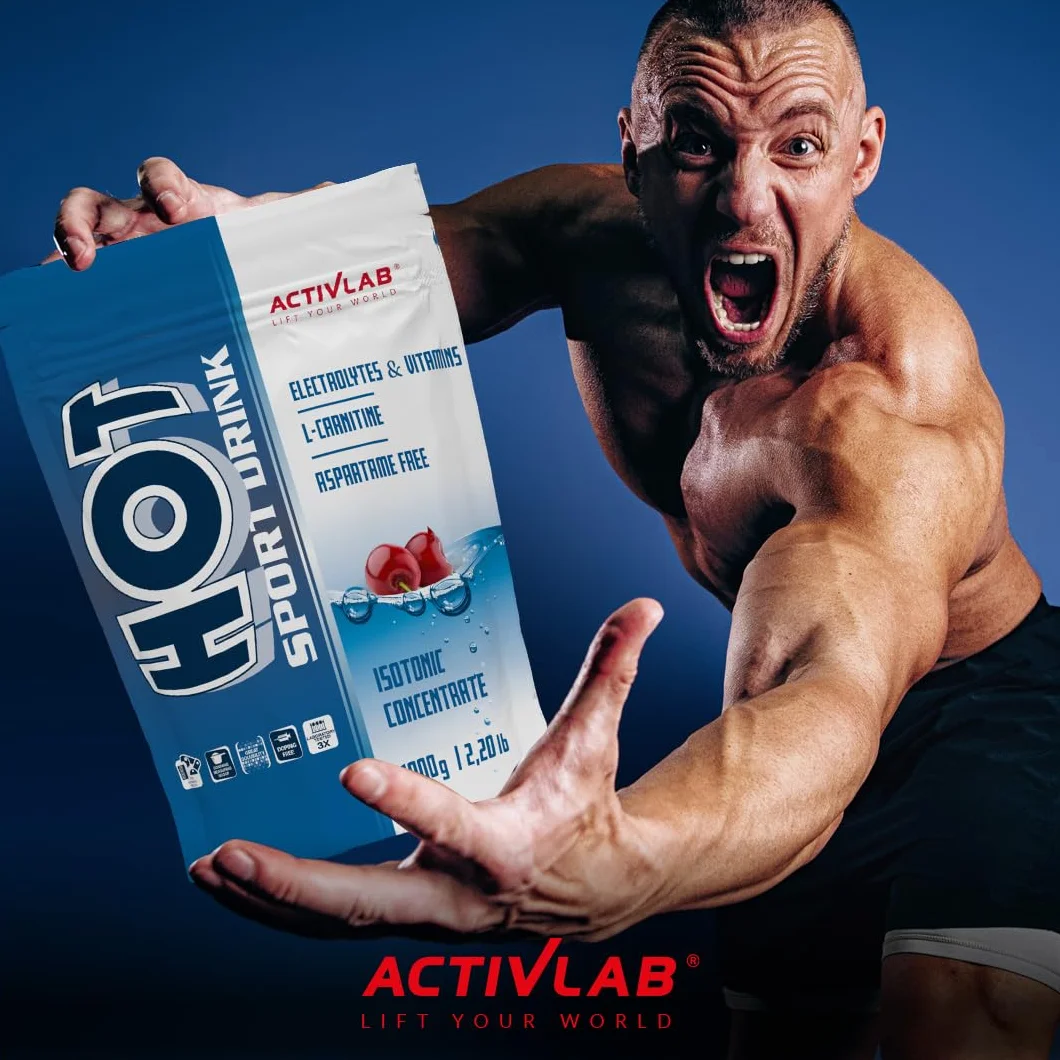 Activlab Hot Sport Drink 1000g - Napój izotoniczny w proszku z elektrolitami i witaminami, węglowodanami, ponad 80 porcji | Wspiera regenerację po intensywnym treningu, Wiśniowy