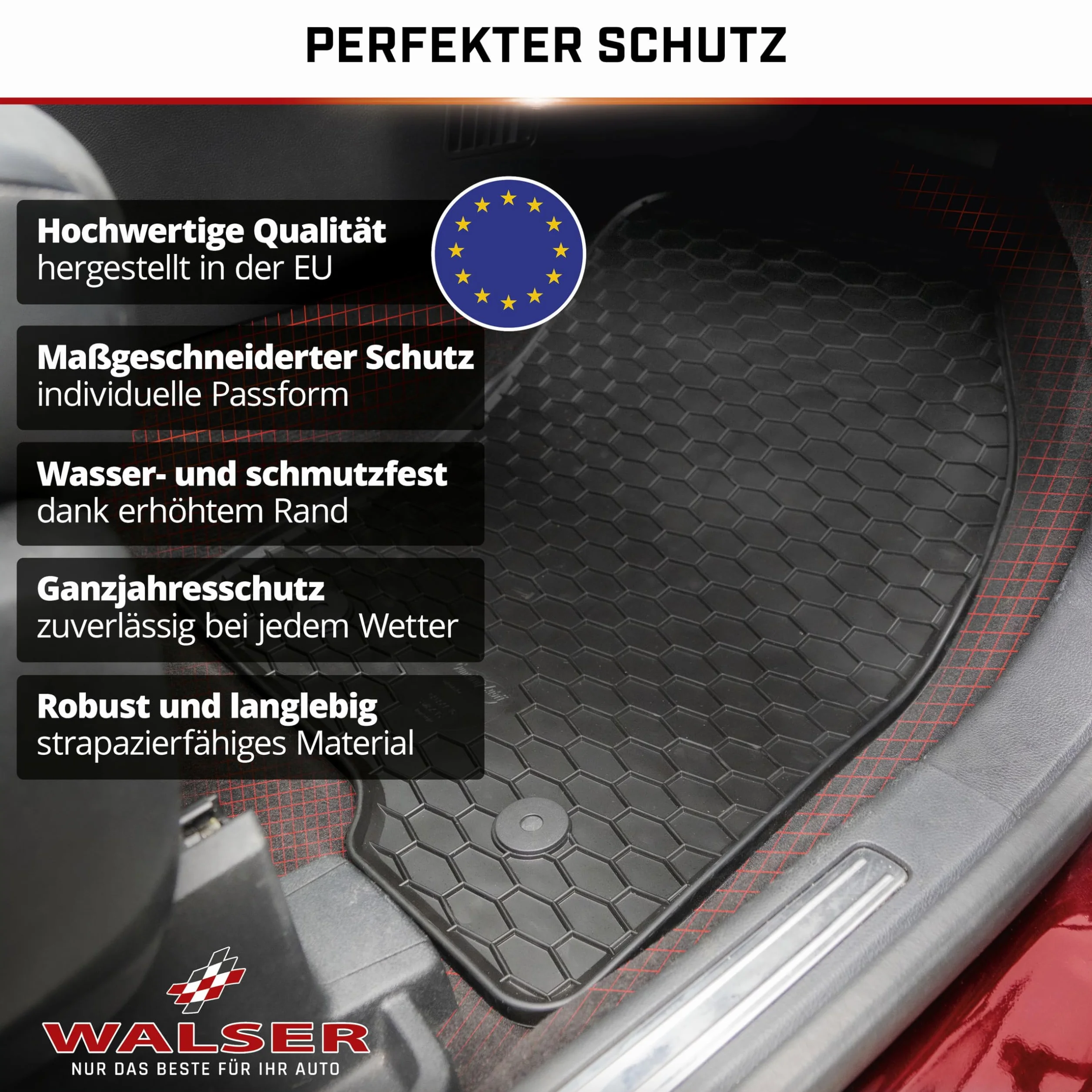 WALSER DirtGuard gumowe dywaniki samochodowe kompatybilne z Hyundai i30 (FD) 2007-2012, KIA Ceed (ED) 2006-2012