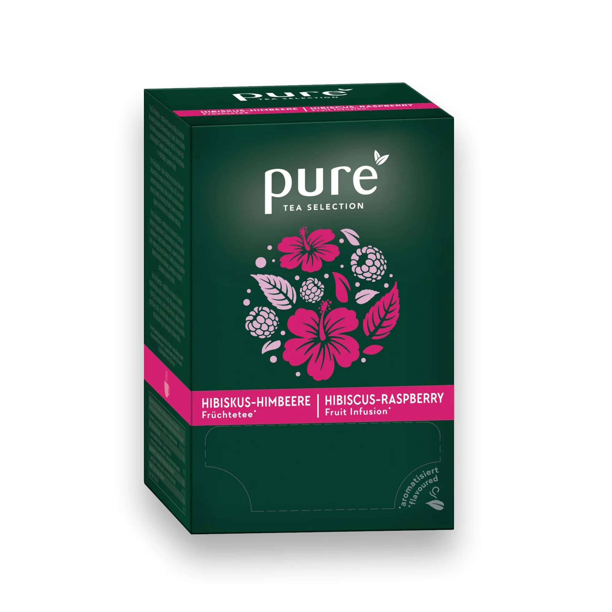 Pure Tea Selection hibiskus malinowy, herbata owocowa, 25 torebek herbaty ze skrobi kukurydzianej, tkanych i kompostowanych przemysłowo, 25 x 3 g