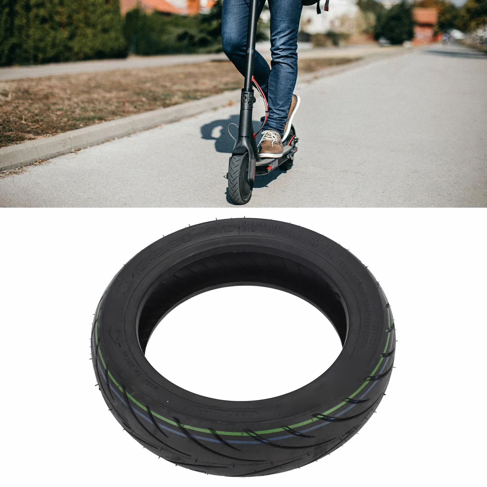 HERCHR Opony do skutera elektrycznego, 10 x 2,30 – 6,5 10 cali, opony bezdętkowe, guma, odporne na wybuchy i amortyzację uderzeń, zamiennik dla 2 KickScooter