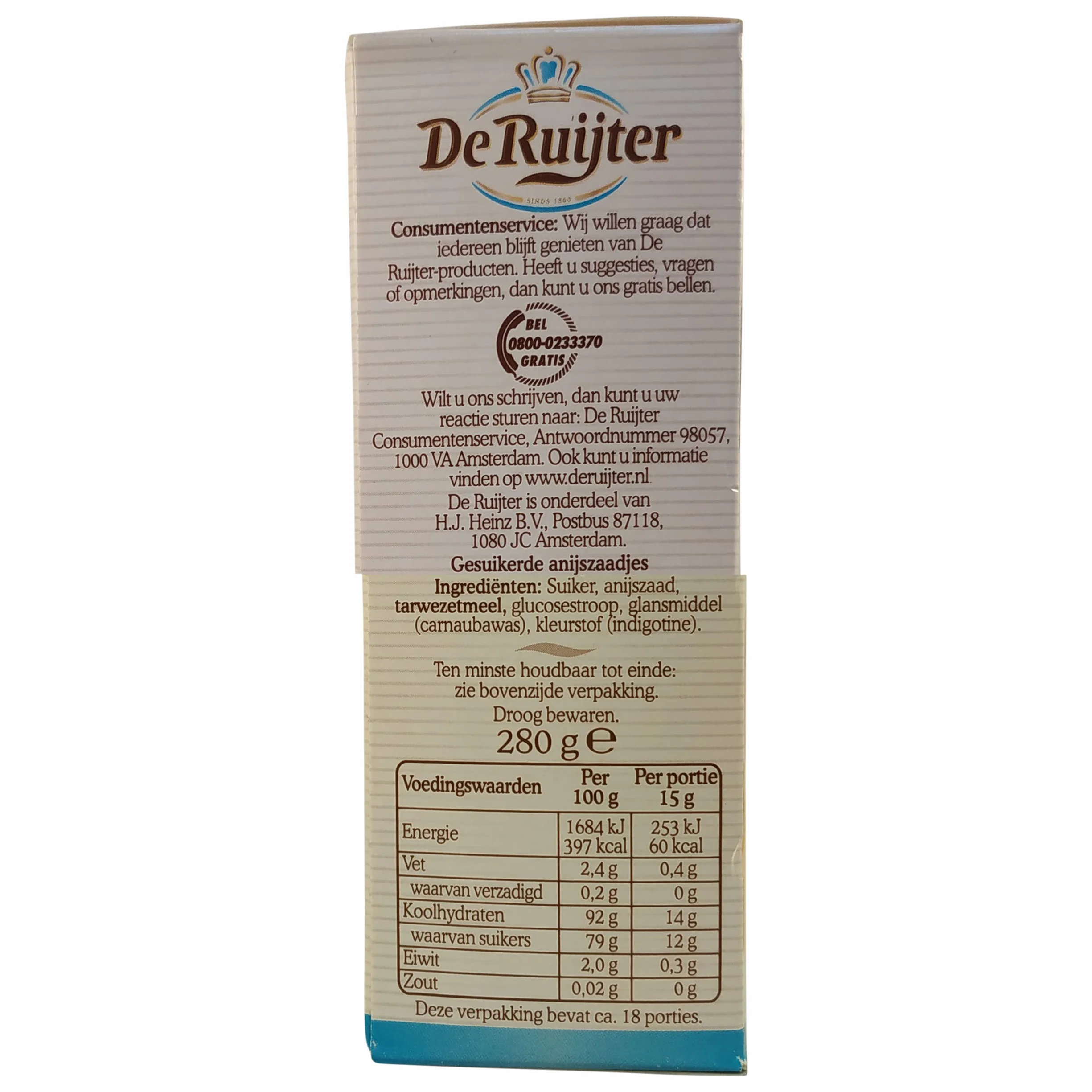 De Ruijter Biało-niebieskie posypki Blauwe en Witte Muisjes 280 g