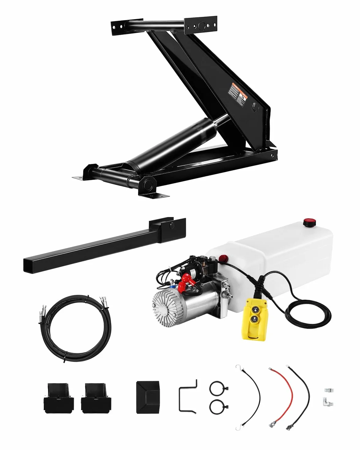 VEVOR Zestaw podnośnika hydraulicznego do wysuwanej skrzyni nożycowej, wysuwany zestaw przyczepy 8 t z pompą hydrauliczną 12 V, odpowiedni do ciężarówek z wysuwaną skrzynką nożycową
