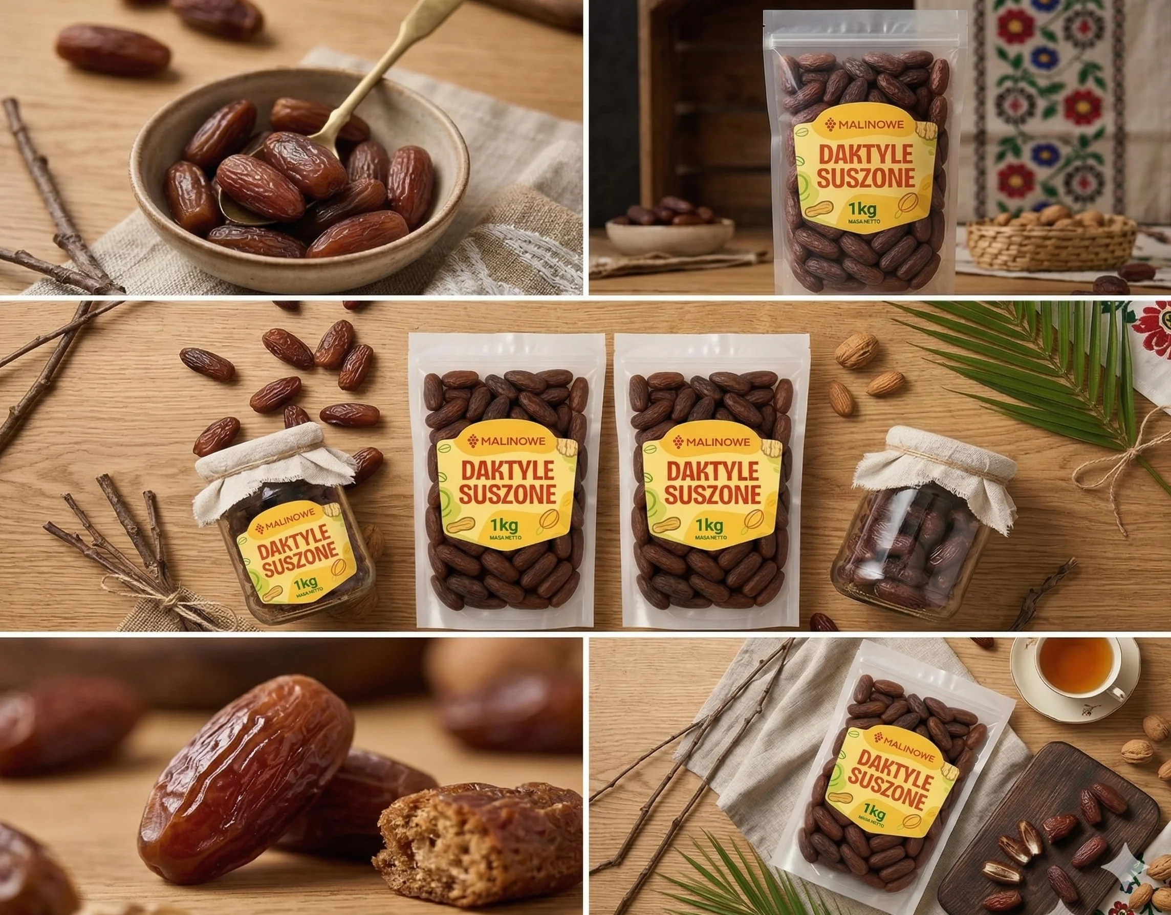 Malinowe Daktyle Suszone 2x1kg Zestaw Bez Pestek