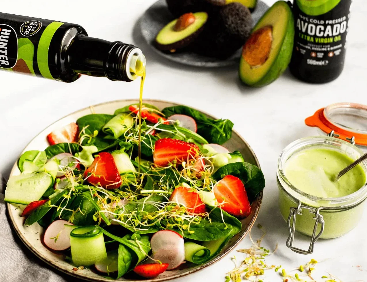 Natywny olejek z awokado, tłoczony na zimno, nierafinowany, 100% naturalny, wszechstronny olejek z awokado, bez cukru, glutenu lub produktów mlecznych (500 ml)