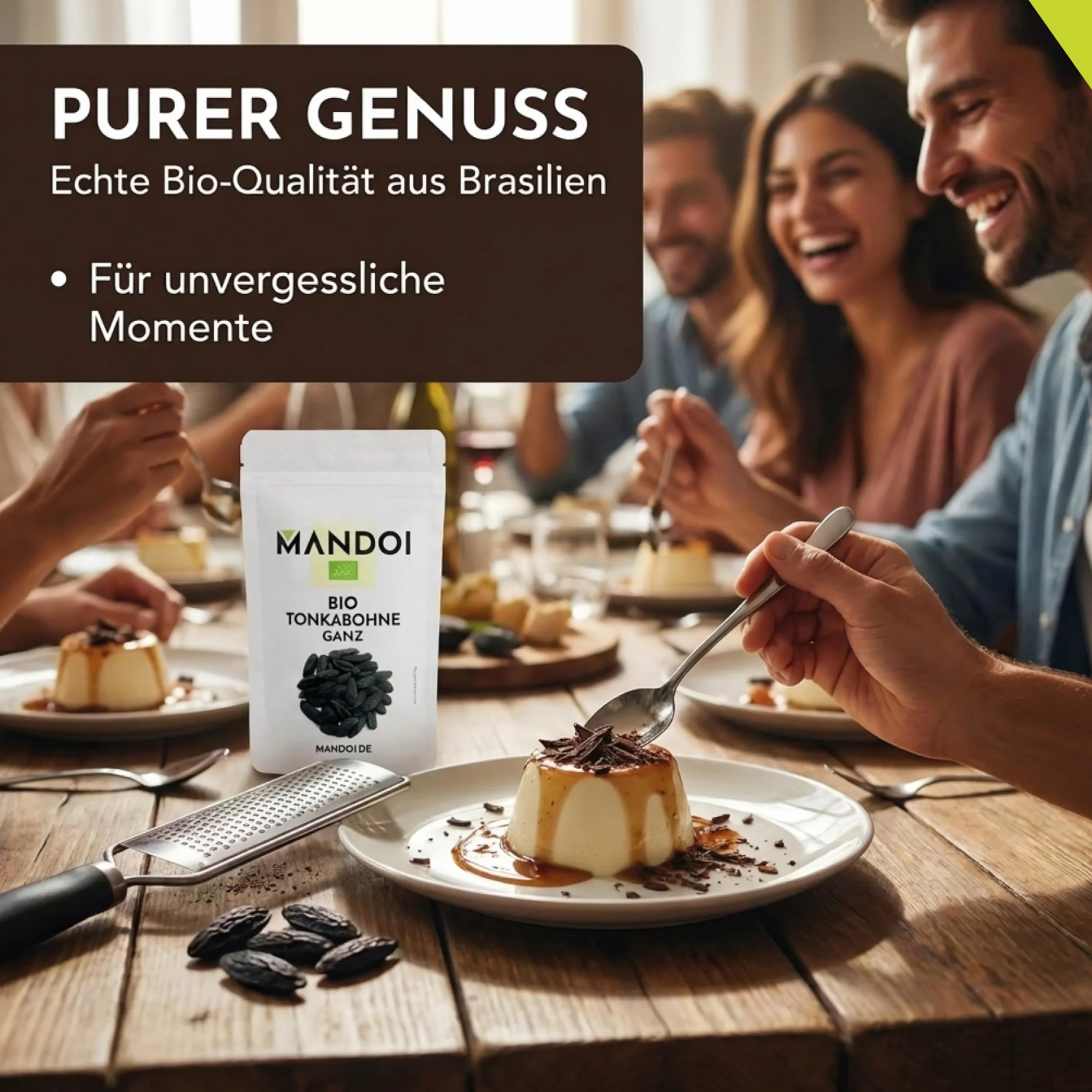 Mandoi BIO Tonkabohne ganz, 10 Stück. Premium BIO Tonkabohnen aus Brasilien. Tonka Bohne Gin Gewürze