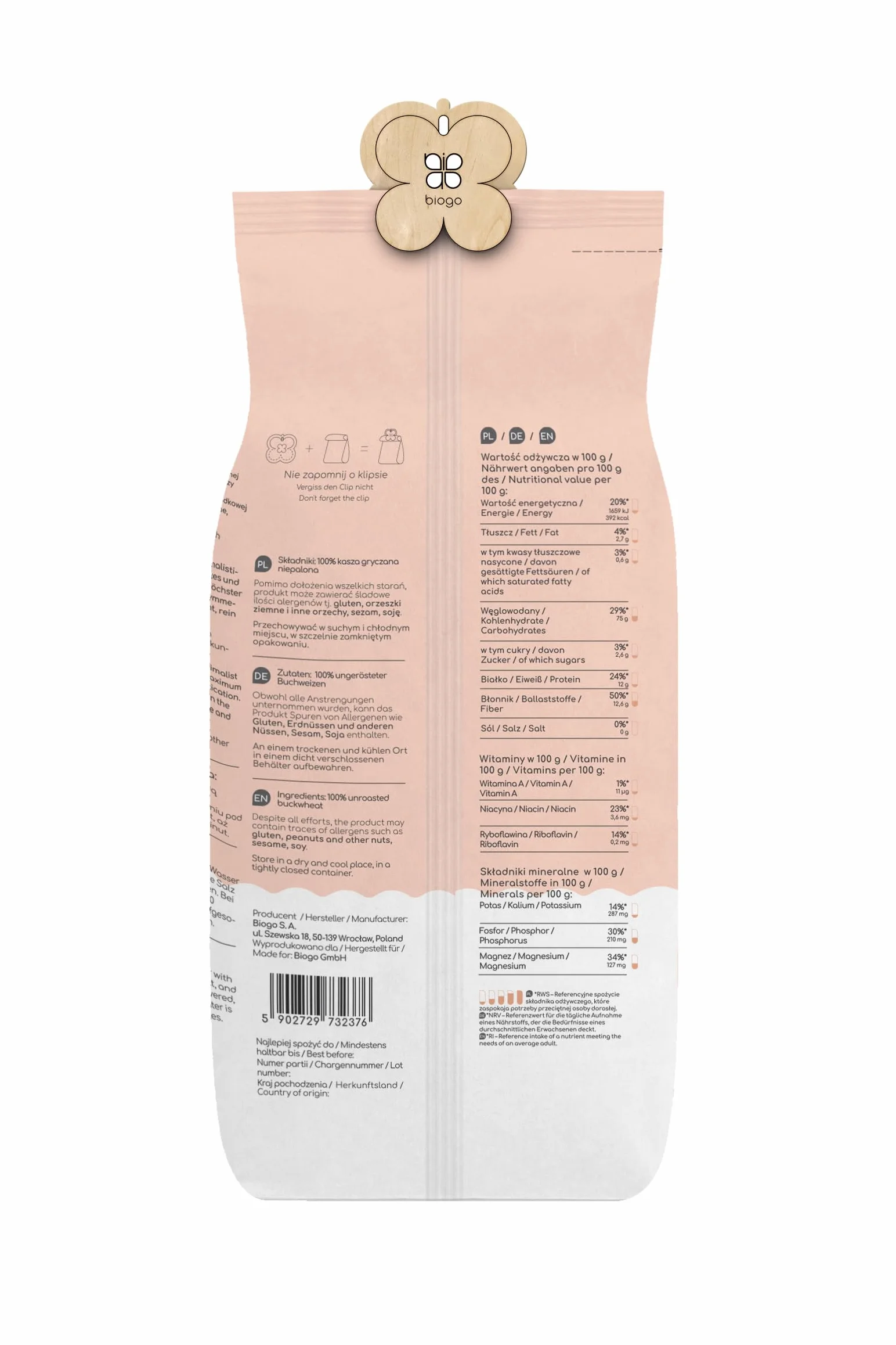 Kasza gryczana niepalona 1 kg BIOGO
