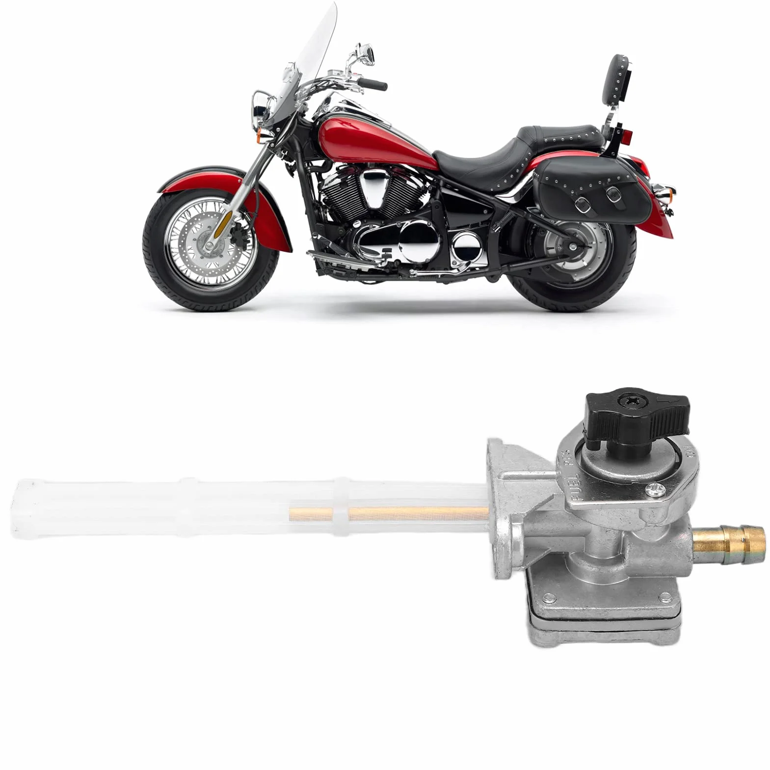 Zawór Paliwa Petcock 510231260 dla ZR1200 Vulcan 800 VN800E VN800A VN800B Zawór Paliwa ze Stopu Aluminium Petcock Odcinający Przełącznik Zbiornika z Gumowym Pierścieniem