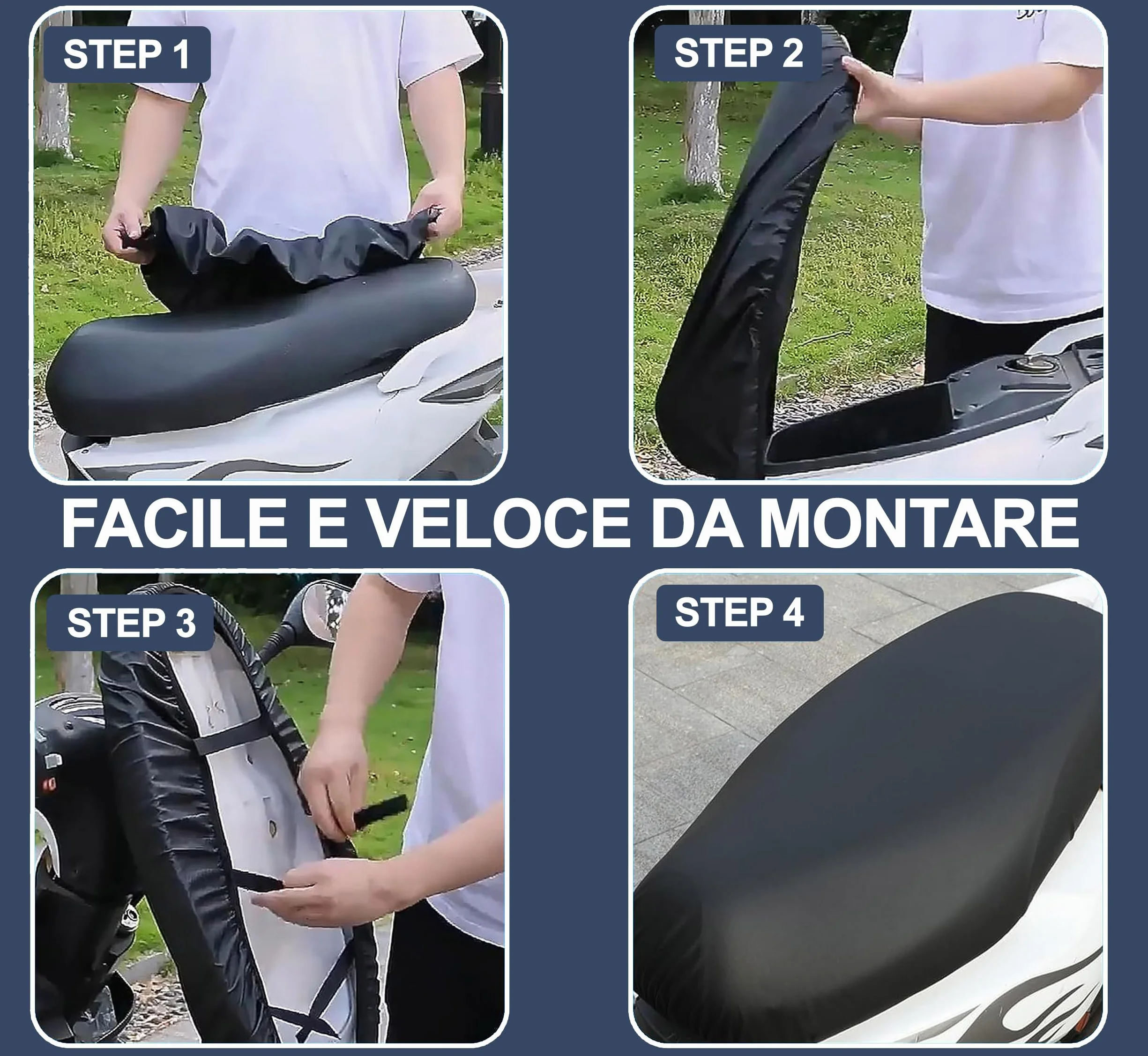 Auto Accessori Lupex Uniwersalny wodoodporny pokrowiec na siodełko w rozmiarze Maxi 115 x 50 cm, materiał PU sztuczna skóra, pokrowiec na siodełko, do skuterów i motocykli, czarny, z torbą, M L XL