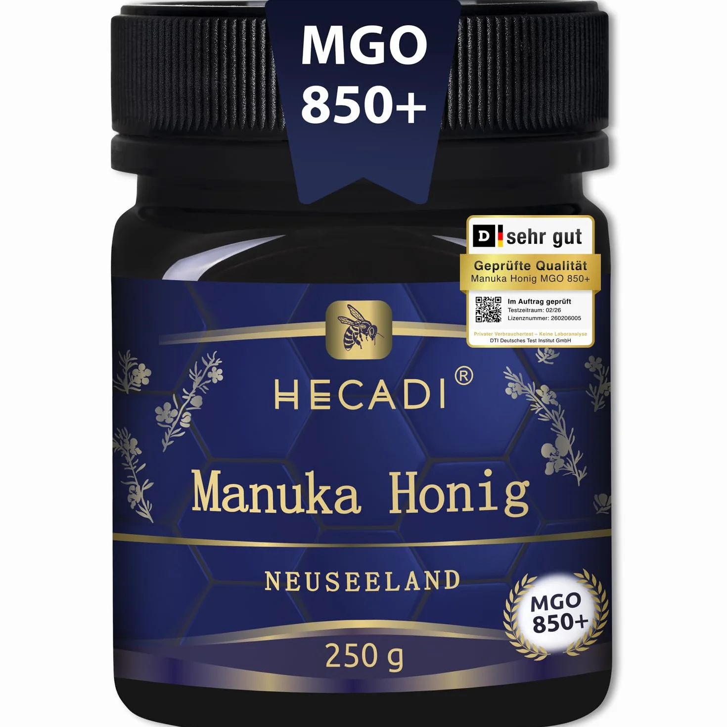 Miód Manuka 850+ Oryginalny Miód z Nowej Zelandii I z certyfikowaną i gwarantowaną zawartością MGO 250g