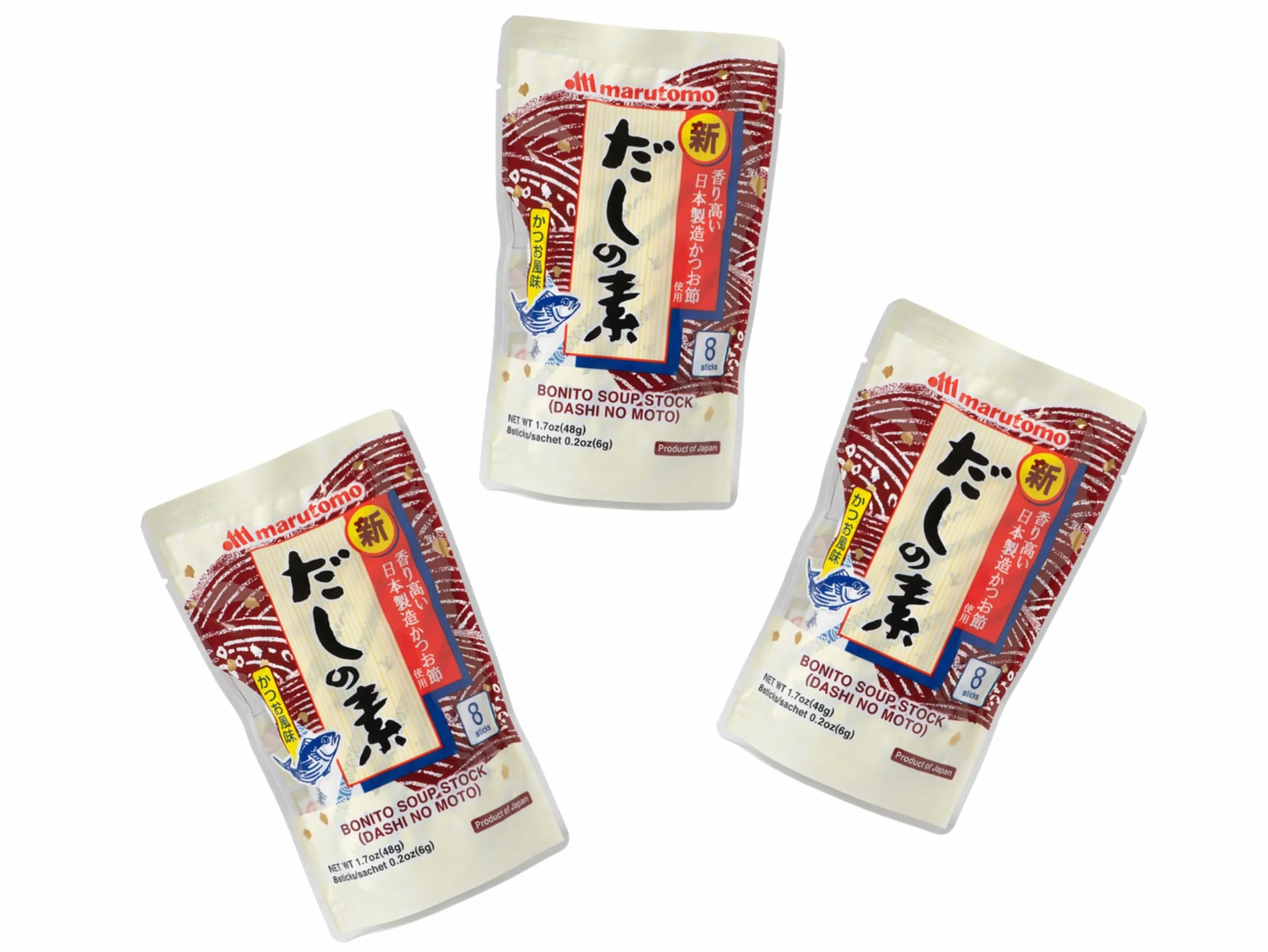 MARUTOMO Dashino Moto - 3-pak - japoński proszek Dashi 3-pak - porcjowane do zupy miso - autentyczny smak Umami - OG ASIA - 144 g