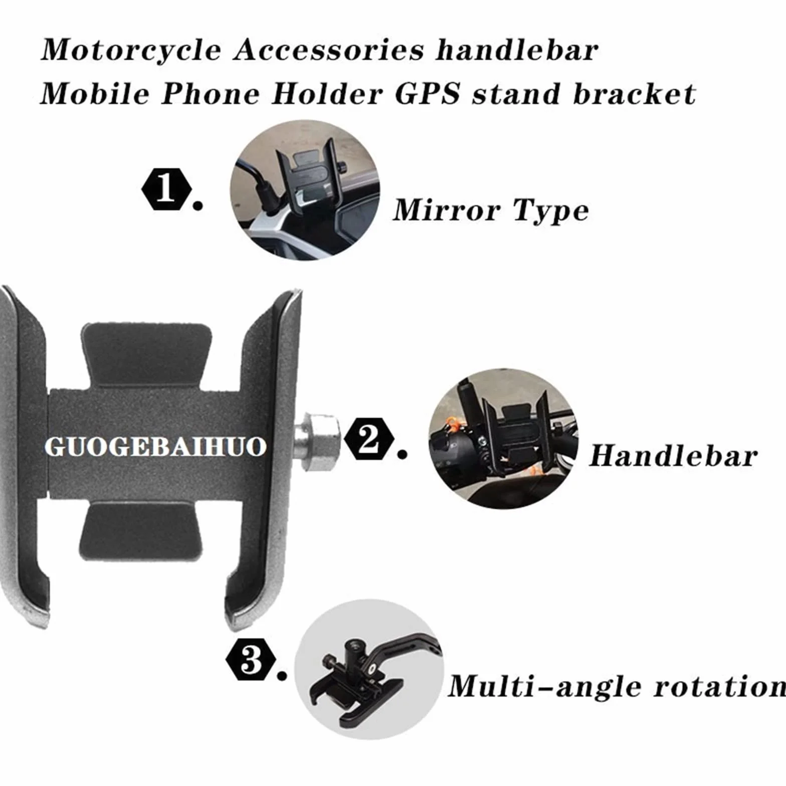Dla HONDA Goldwing 1800 GOLDWING 1800 Motocykl CNC Uchwyt Bar Lusterko Wsteczne Uchwyt Na Telefon Komórkowy GPS Stojak Uchwyt! Mocowanie Motocyklowe (Kolor : Handlebar Black)