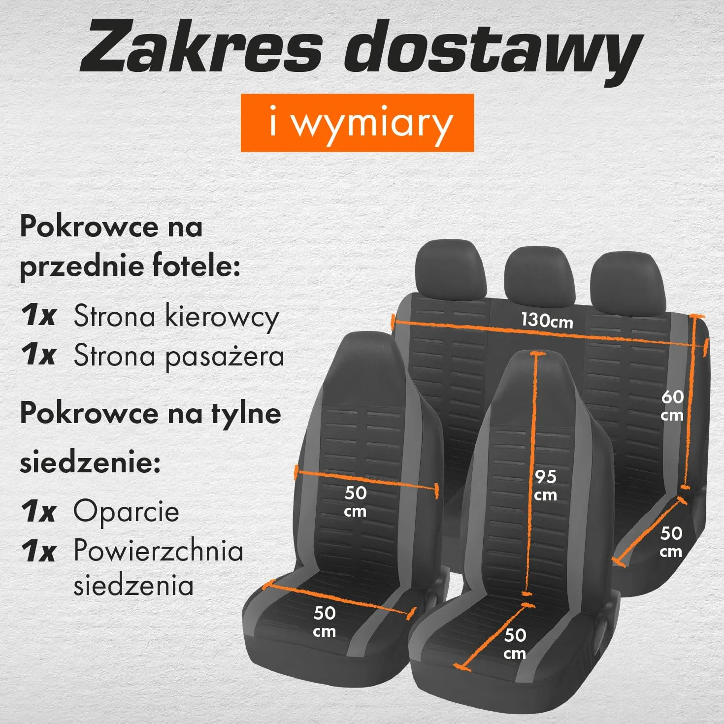 Upgrade4cars zestaw pokrowców na siedzenia samochodowe dla foteli pilota | Pokrowiec na przednie siedzenia w kolorze szarym | Pokrowce na siedzenia samochodowe uniwersalne z wbudowanym zagłówkiem |