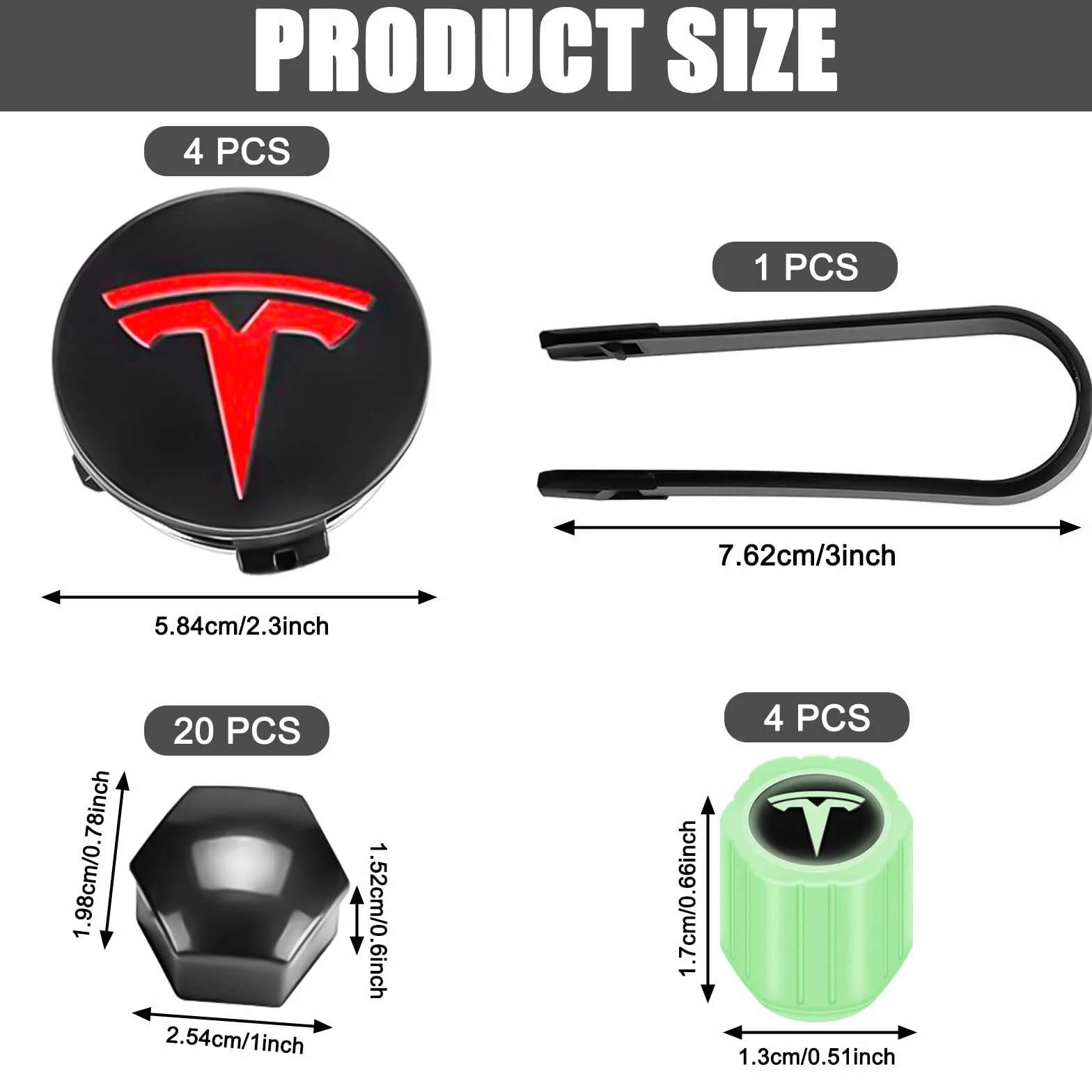 Zestaw kołpaków na koła ze srebrnym logo do modeli 3, Y, S, X - piasta Tesla