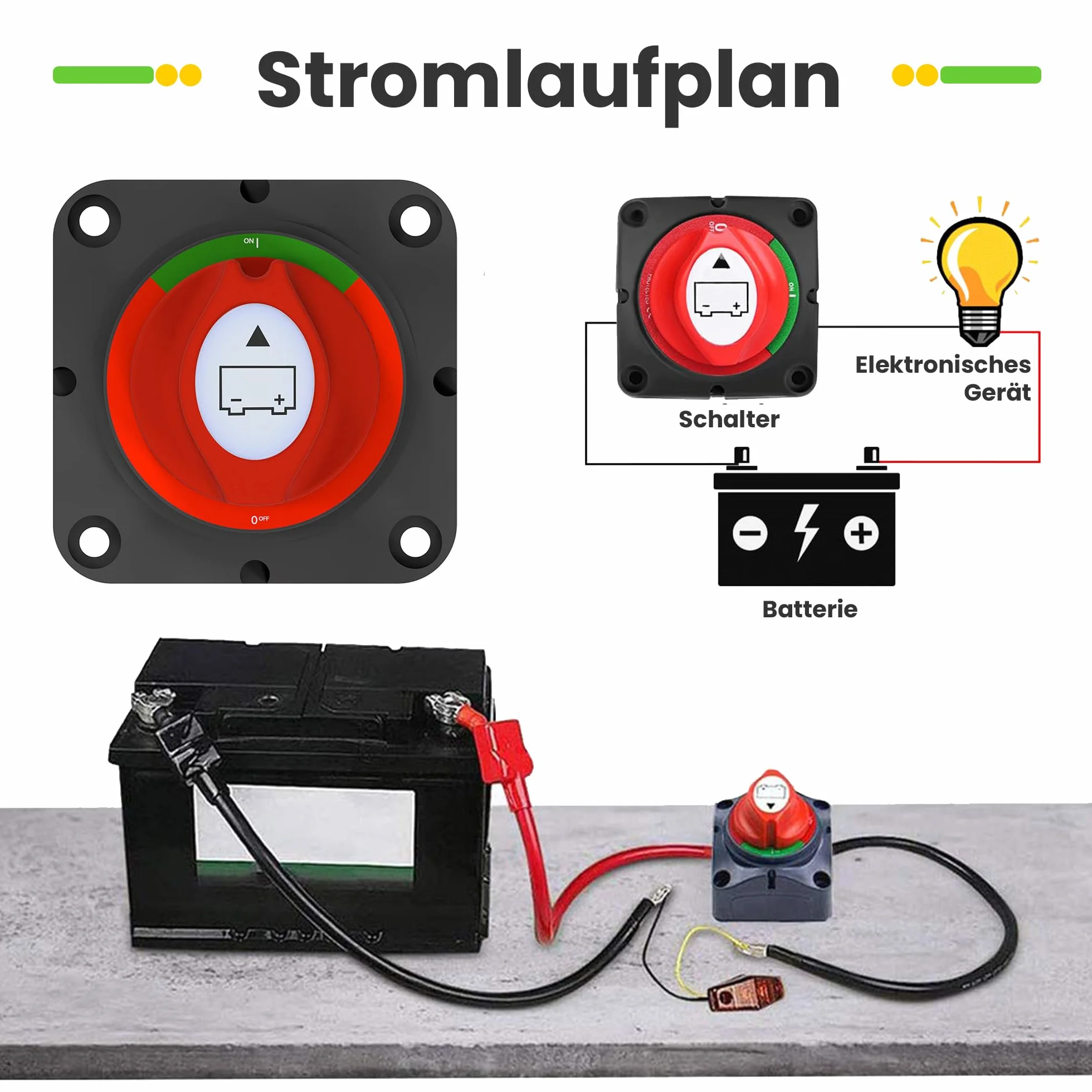 Offgridtec Odłącznik akumulatora 12 V 24 V 275 A M10 przyłącze śrubowe