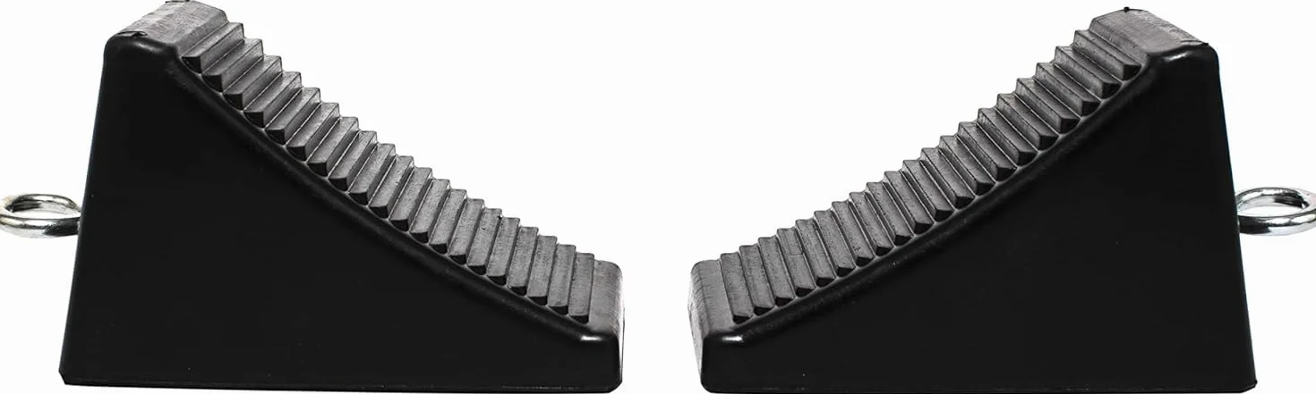 MaxxHaul Heavy-Duty Rubber Wheel Chocks 50011 Anti-Slip 2 Pack 6.5" x 3.75" x 4"