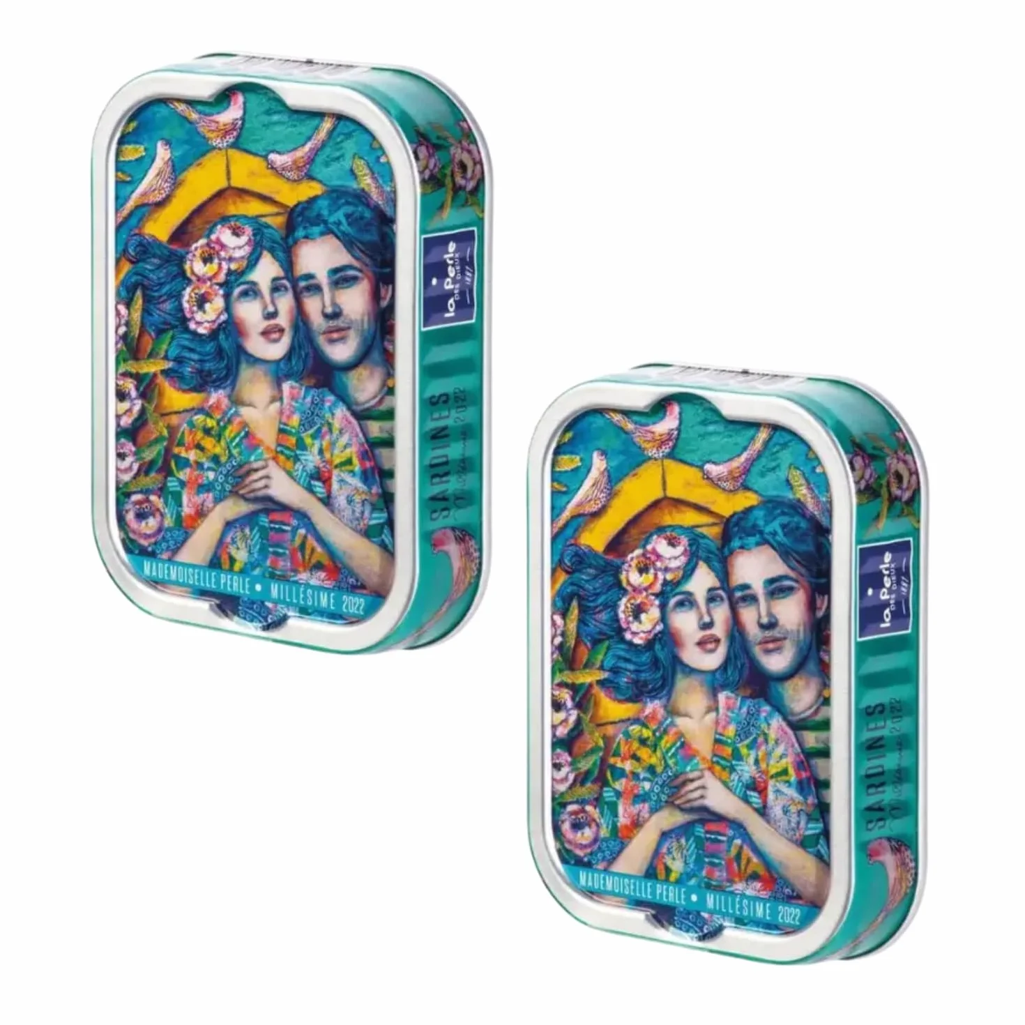 La Perle des Dieux® | Wybrane świeże sardynki przygotowane w oliwie z oliwek | Sardynki dla smakoszy - netto 2 x 115 gr | Perły Mademoiselle w stylu vintage