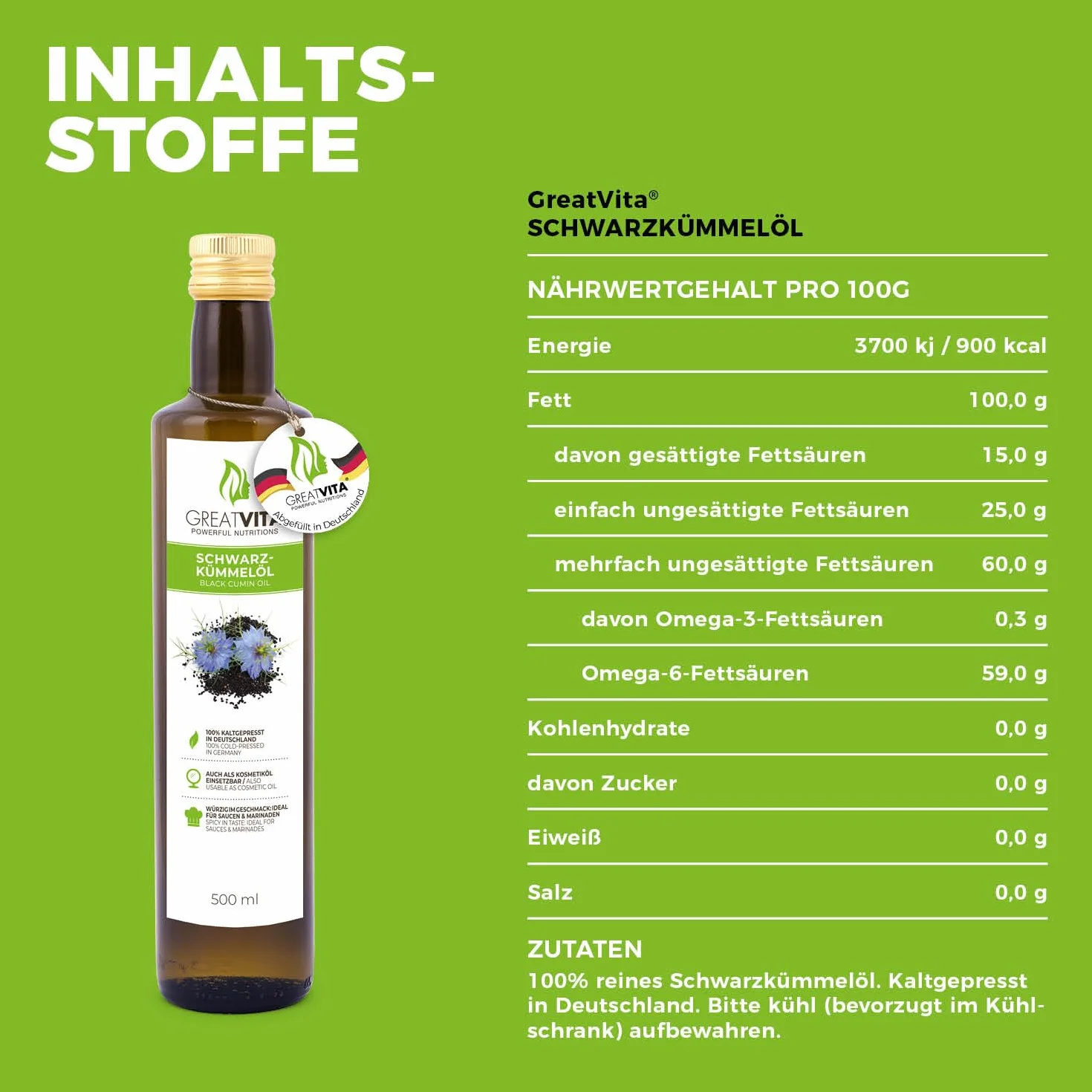 Olej z czarnuszki MeaVita, czysty tłoczony na zimno, 2 x 500 ml
