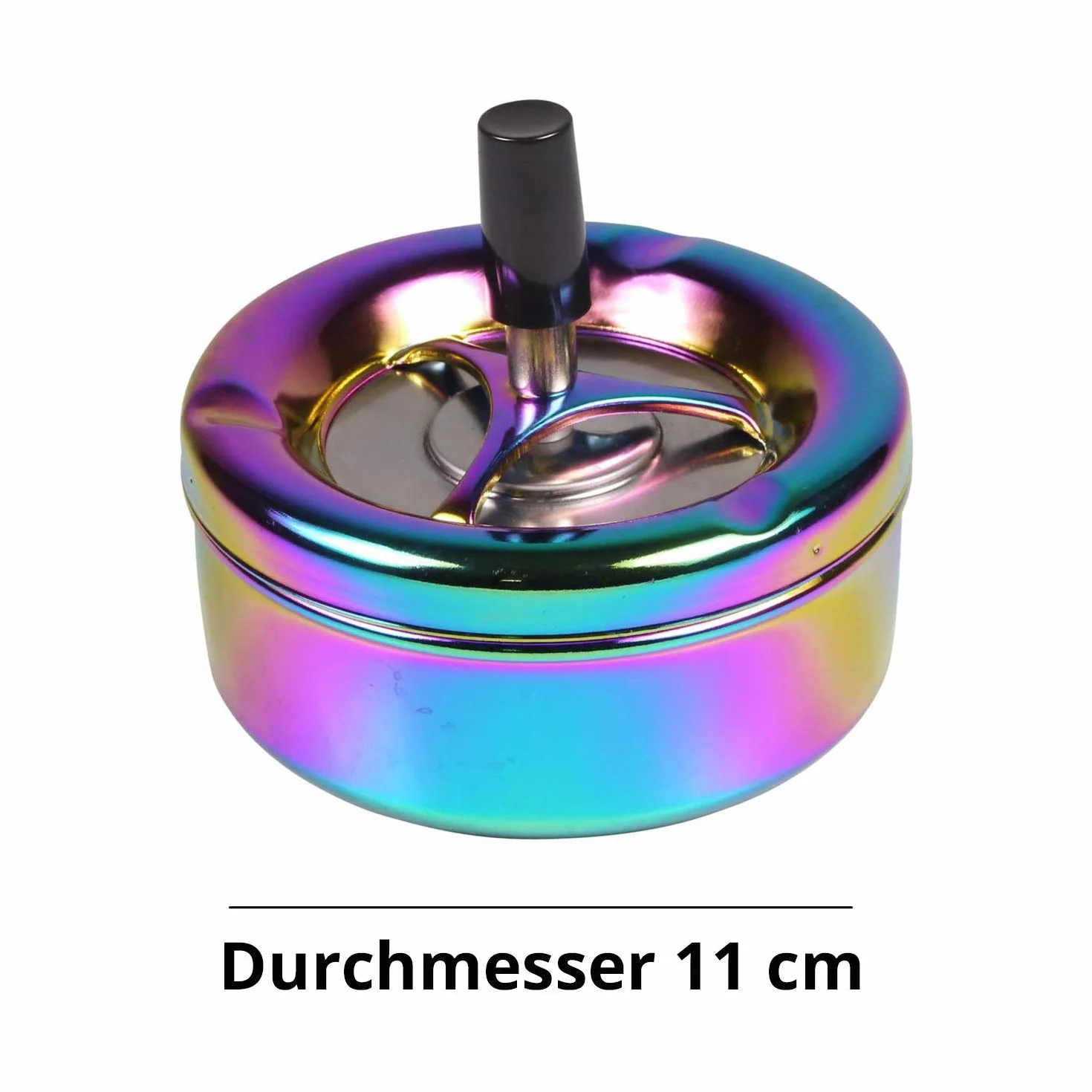 Kogu Obrotowa Popielniczka Tęczowy Wzór Błyszcząca Średnica 11 cm