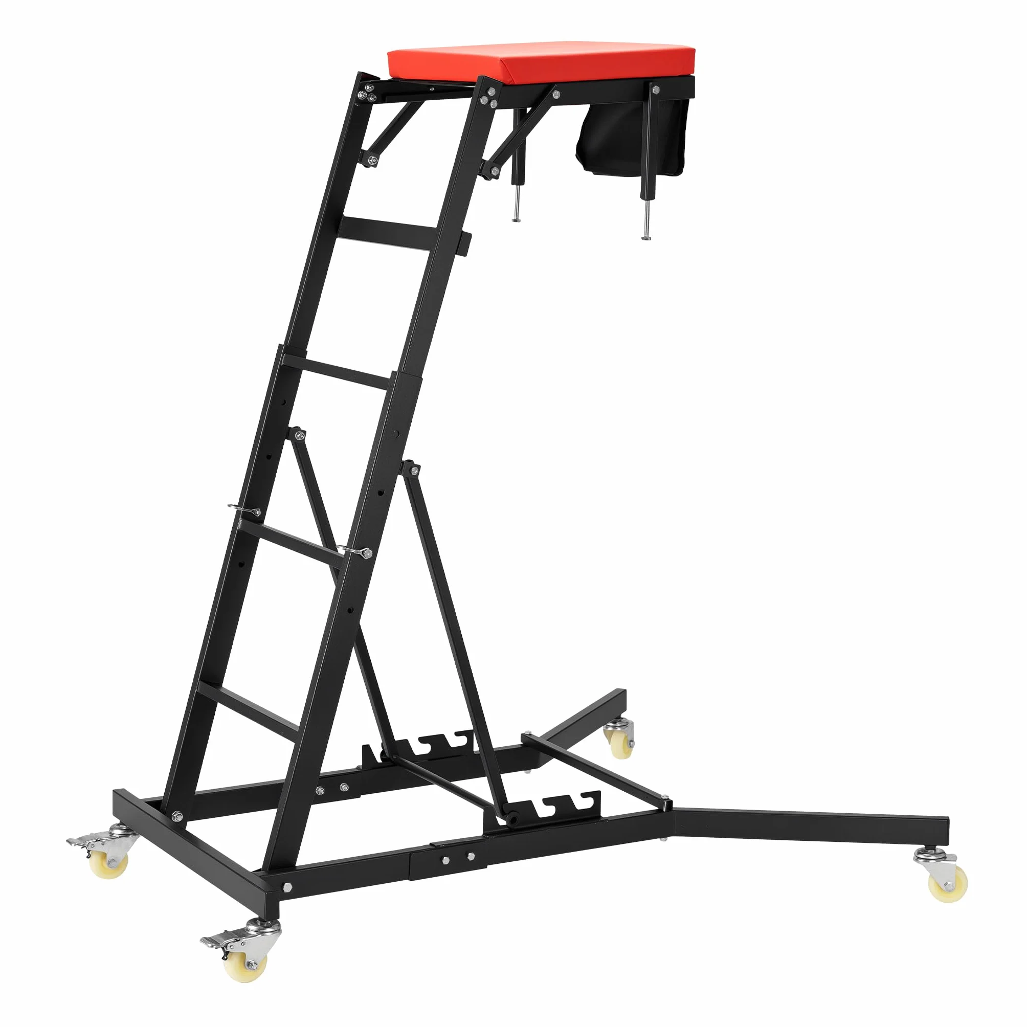Wiltec Regulowany taboret warsztatowy do 150 kg, mobilna platforma montażowa z regulacją wysokości, stołek roboczy do warsztatu samochodowego z torbą i kółkami