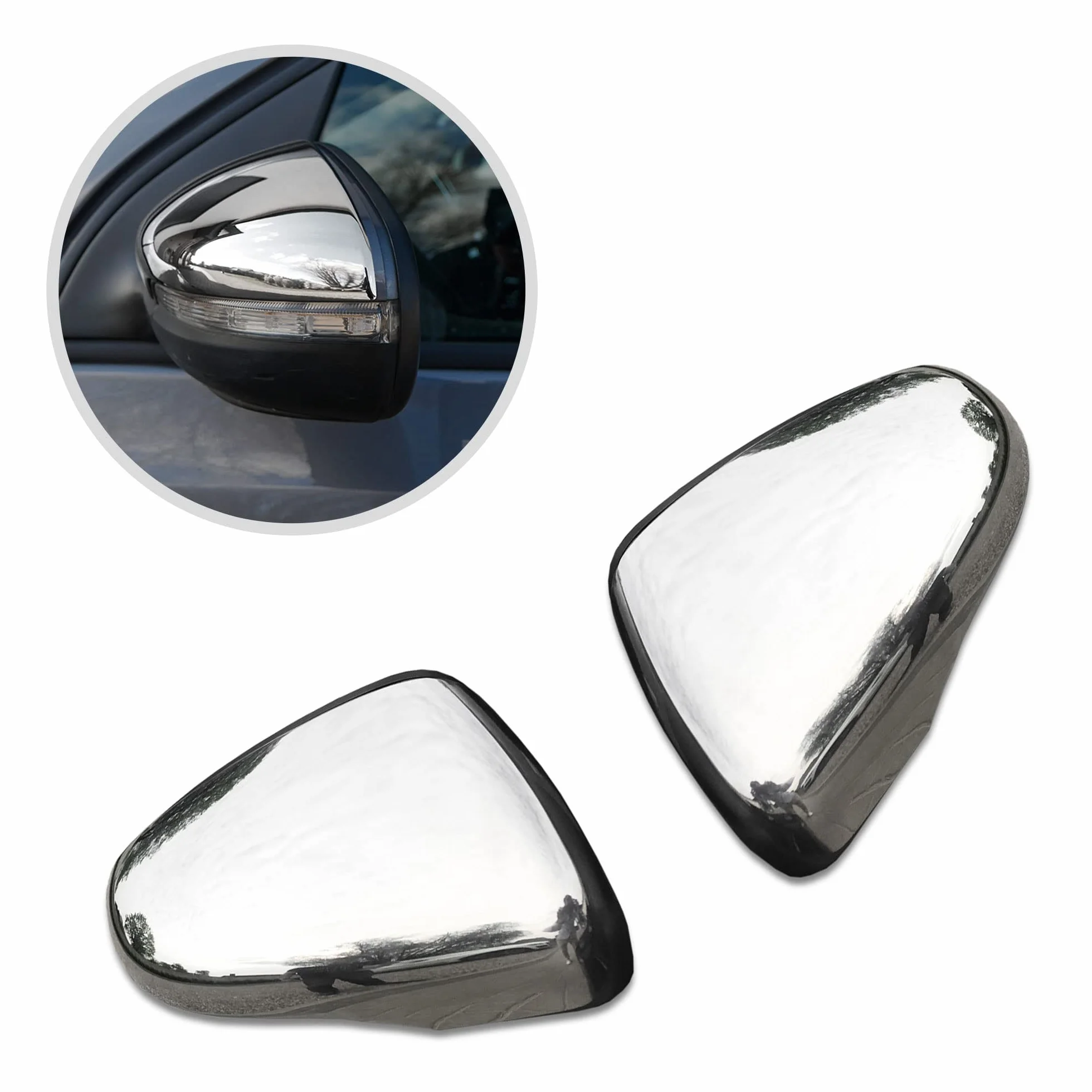 CHROMEMASTER | Nakładki na Lusterka Zewnętrzne | Kompatybilne z VW Golf Mk6 Kombi 2009-2013 | Stal nierdzewna; Osłony Lusterek to Niepowtarzalny Wygląd Auta i Ochrona Przed Uszkodzeniem