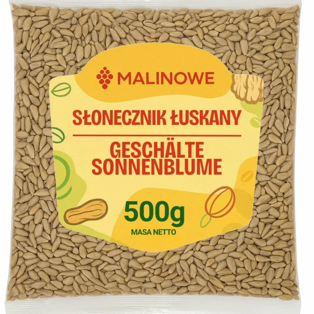 Malinowe SŁONECZNIK ŁUSKANY 500g Nasiona słonecznika Wysoka Jakość
