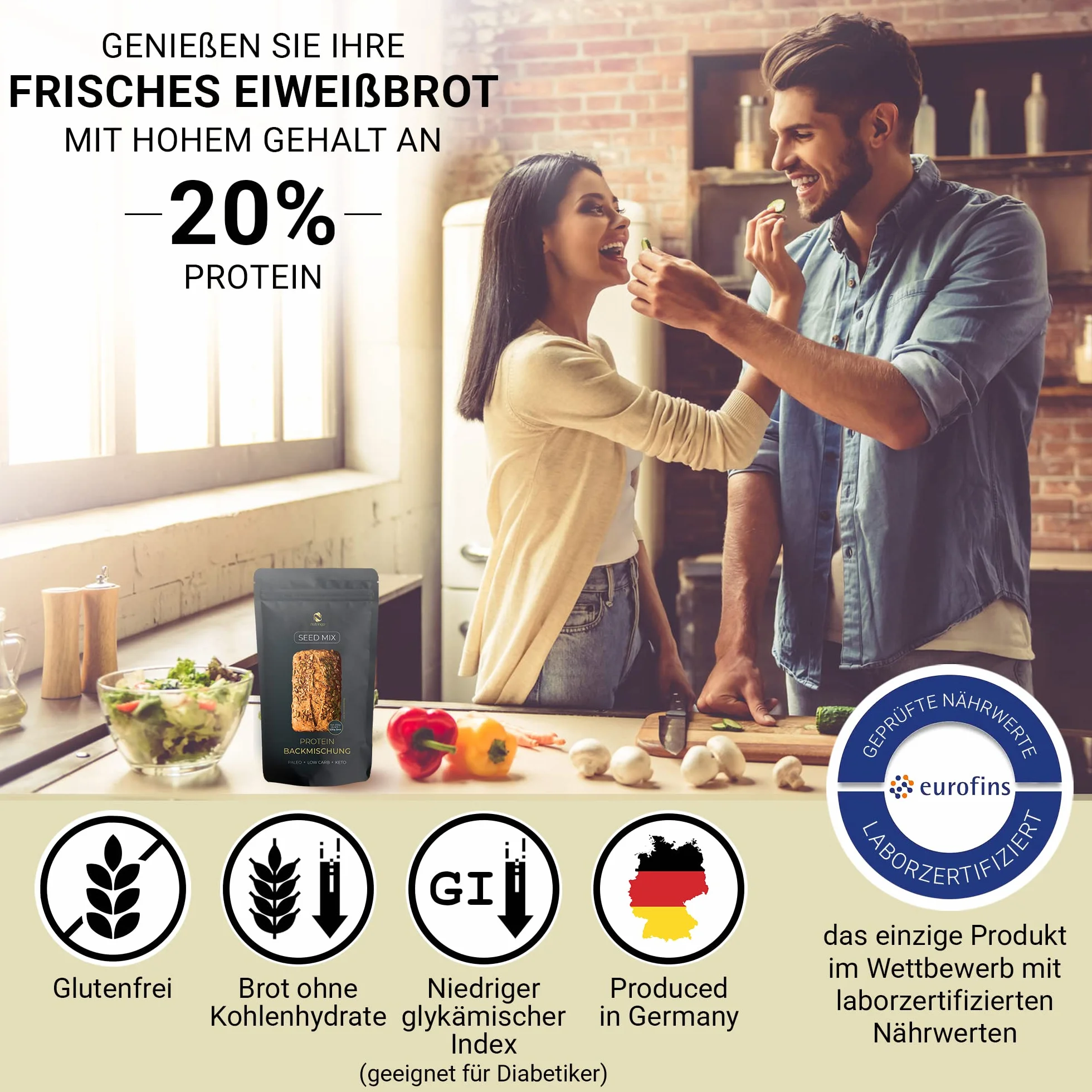 Mieszanka Do Wypieku Chleba Białkowego 20% Białka 2kg Bezglutenowy Paleo Keto